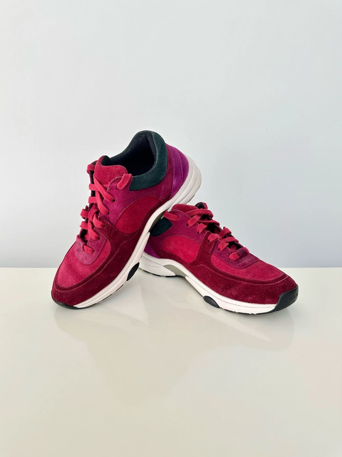 Chanel CHANEL round-toe lace-up low-top wmn burgundy Size US 5 / IT 35 - 9 Thumbnail