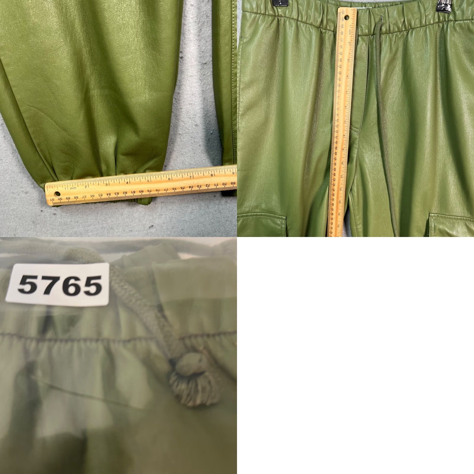 Vintage Wilfred Cargo Joggers Womens Medium Green Faux Leather Polyester Polyurethane Tapered 28in Inseam High Rise Slim Casual Pants Mens Womens Girls Size 32" / US 10 / IT 46 - 8 Thumbnail
