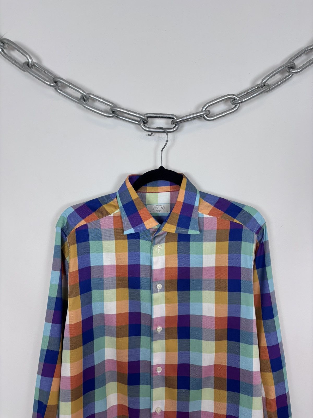 Eton Eton Men’s Slim Fit Multicolor Check Long Sleeve Shirt Size US M / EU 48-50 / 2 - 2 Thumbnail