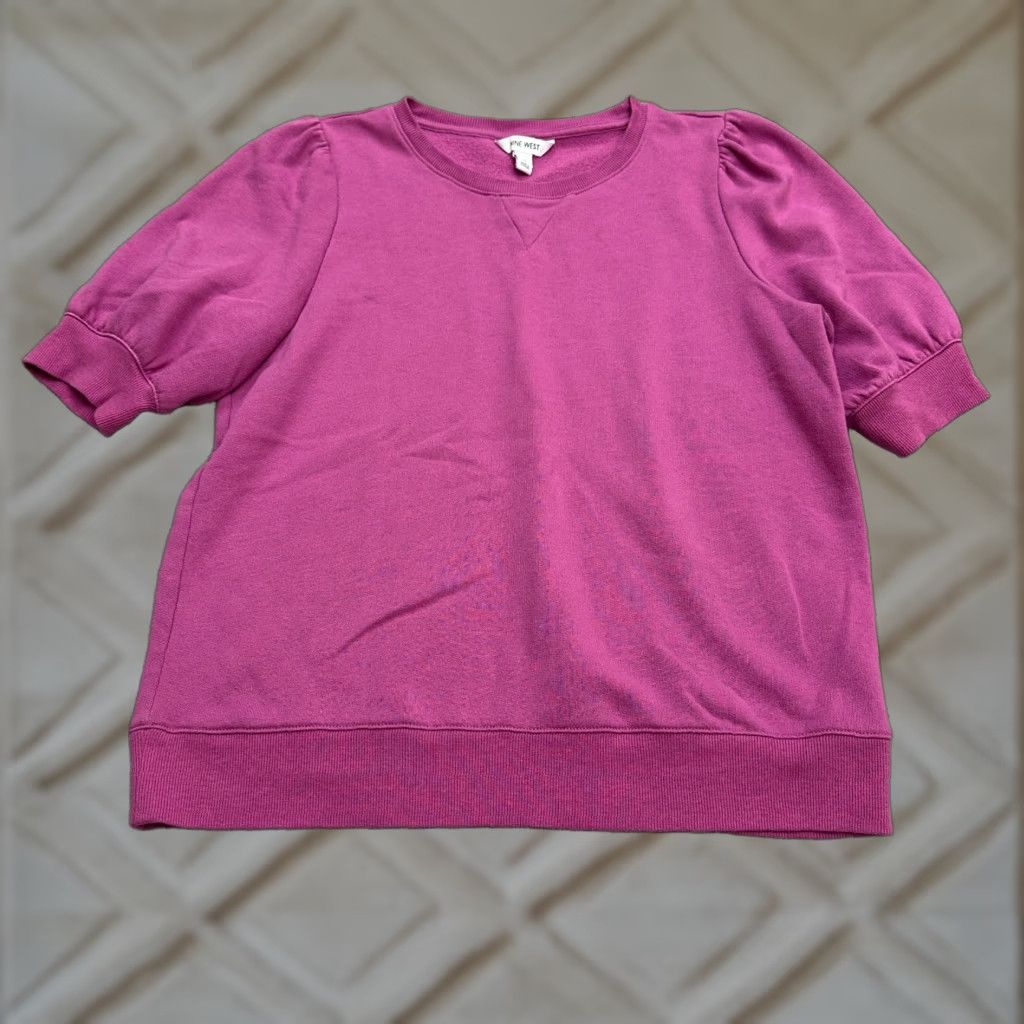 Nine West Nine West Sweatshirt Shirt Womens XL Pink Three Quarter Sleeve Crew Neck Fleece Pullover Casual Size XL / US 12-14 / IT 48-50 - 1 Thumbnail