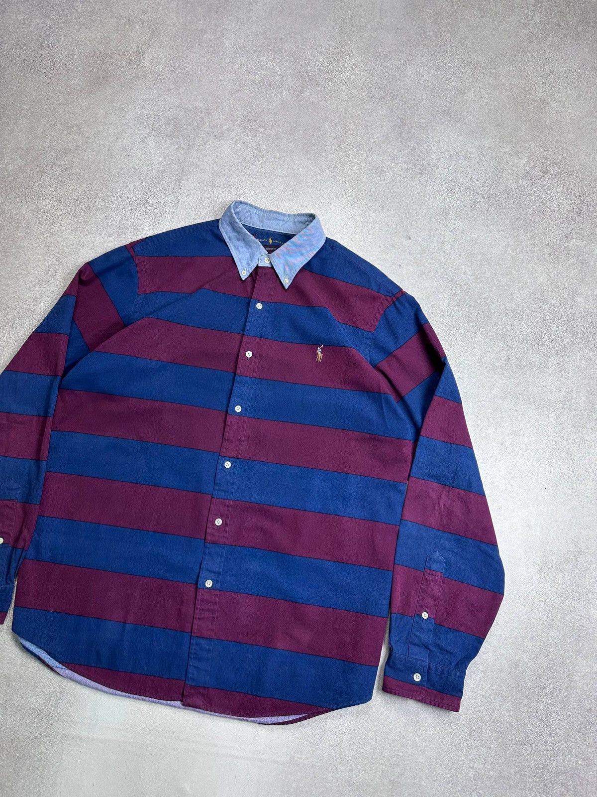 Polo Ralph Lauren Vintage Polo Ralph Lauren Striped Rugby Shirt XL Size US XL / EU 56 / 4 - 2 Thumbnail