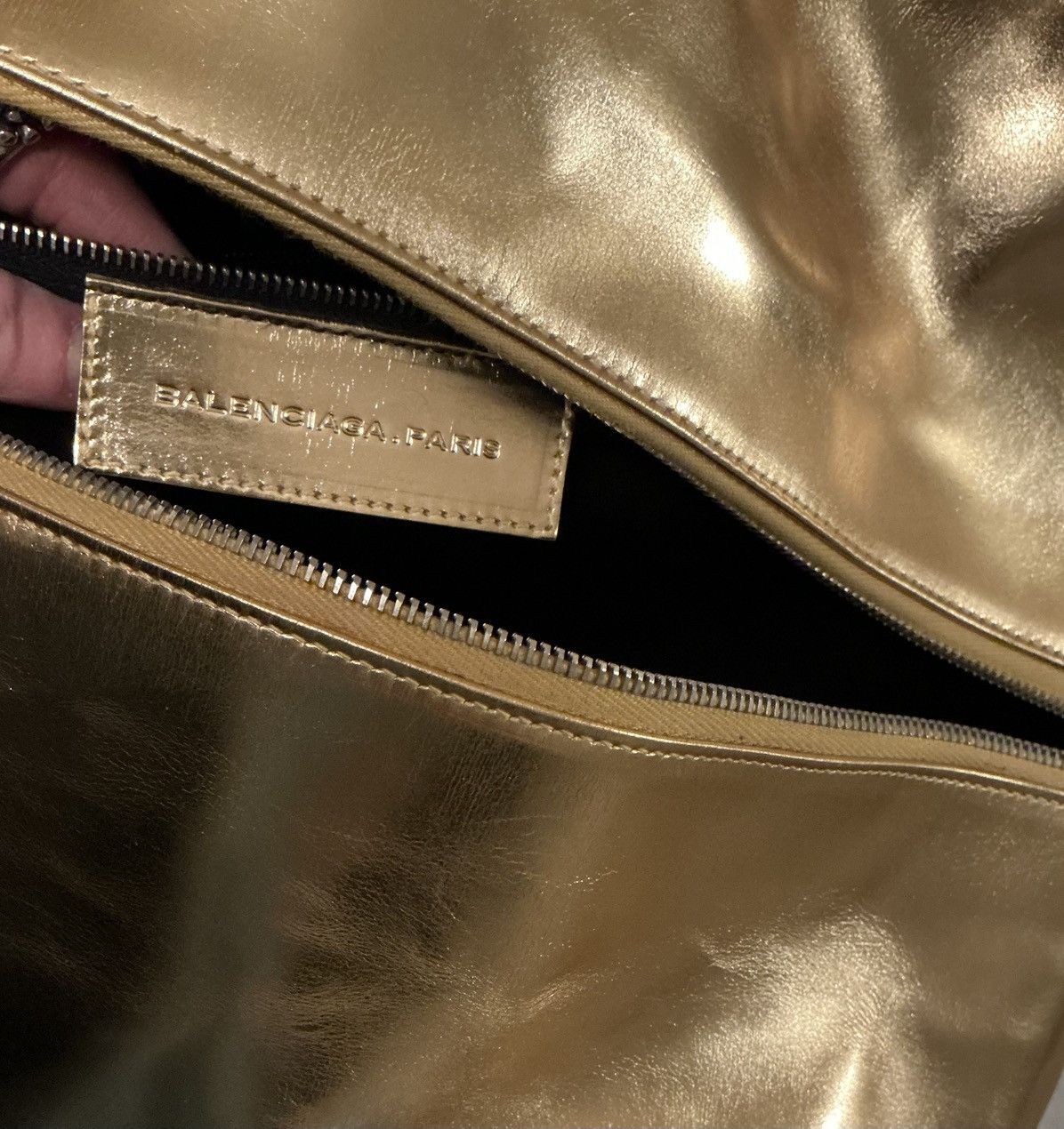 Balenciaga Balenciaga Metallic Gold Bowling Handbag Size ONE SIZE - 5 Thumbnail