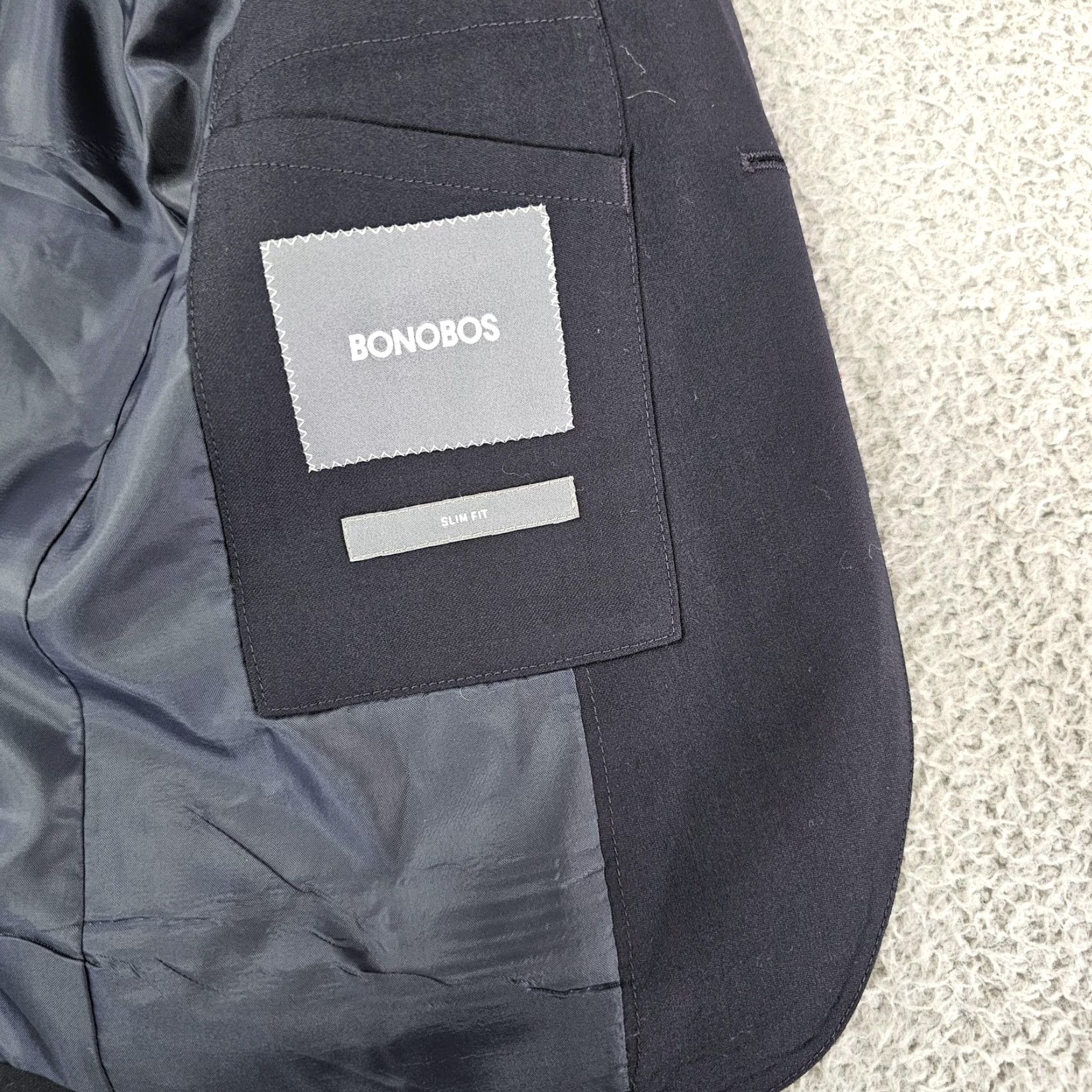 Bonobos Bonobos Sport Coat Mens 38R Navy Slim Fit Wool Spandex Two-Button Notch Lapel Jacket/Coat Size US XXS / EU 40 - 5 Thumbnail