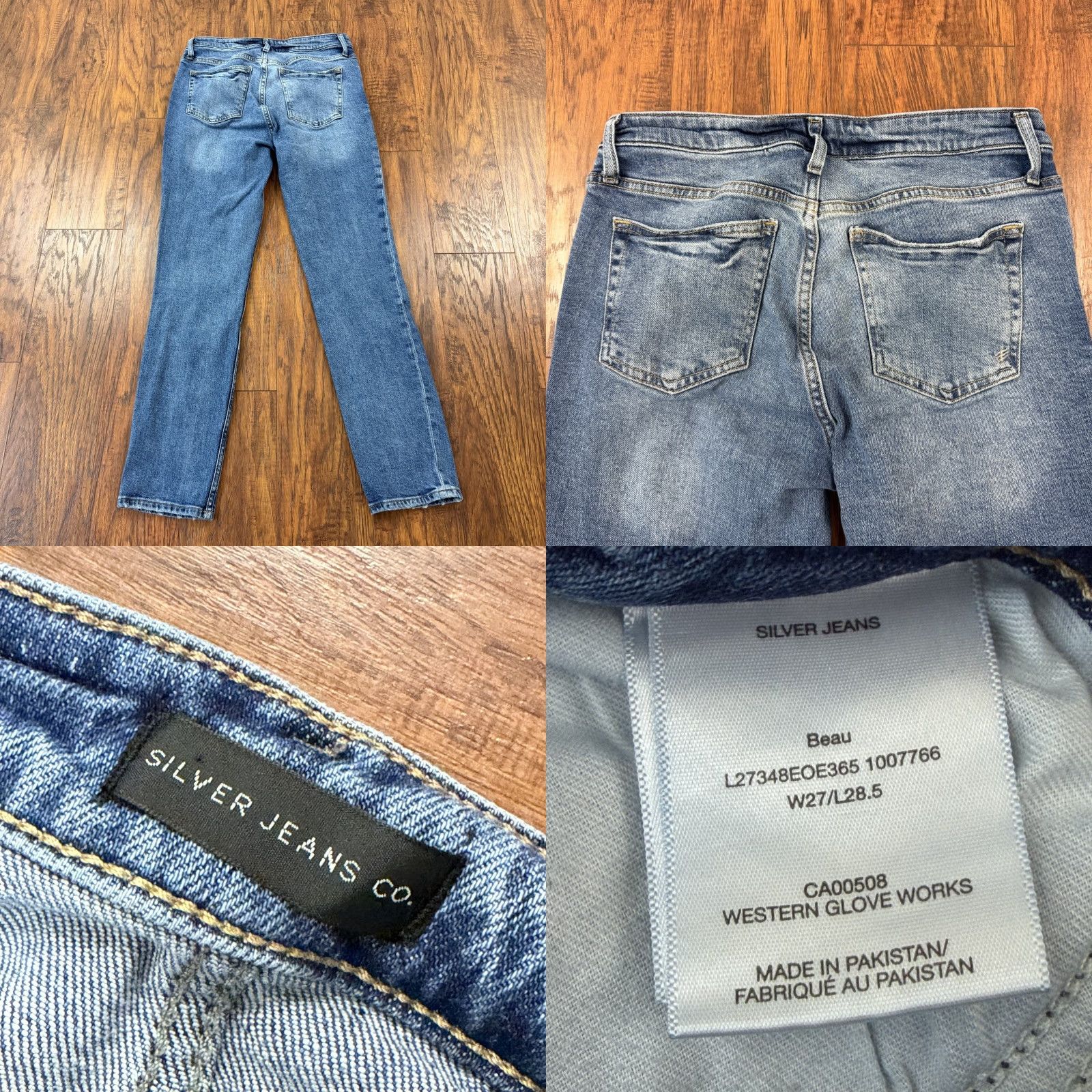 Silver Jeans Co. Silver Jeans Womens Jeans Slim Straight Mid Blue 29x30 27 Regular Stretch Denim Cotton Blend Logo Rise Knits? Size 29" - 8 Thumbnail