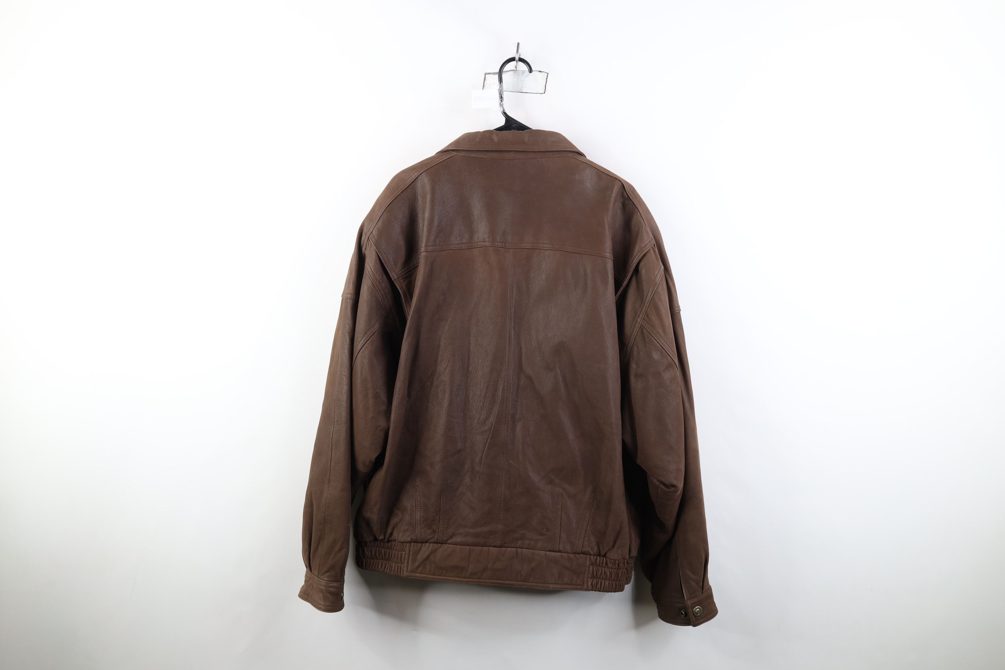 Vintage Vintage 90s Streetwear Heavy Leather Bomber Jacket Brown Size US XL / EU 56 / 4 - 14 Thumbnail