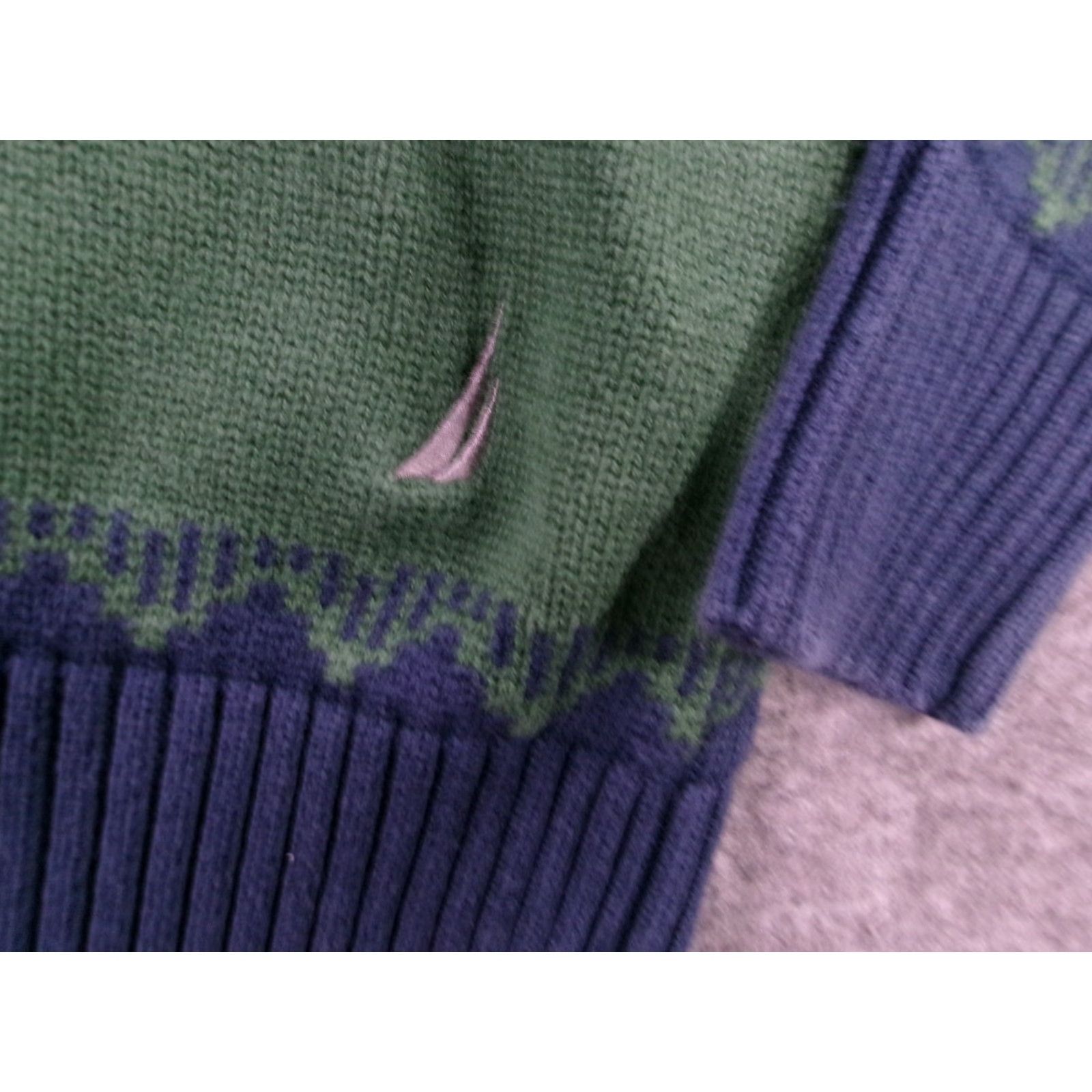 Nautica Nautica Sweater Shirt Mens Small Shawl Collar Pullover Fair Isle Knit Green (adjust if "Shirt" should be "Sweater" category) Size US S / EU 44-46 / 1 - 2 Thumbnail