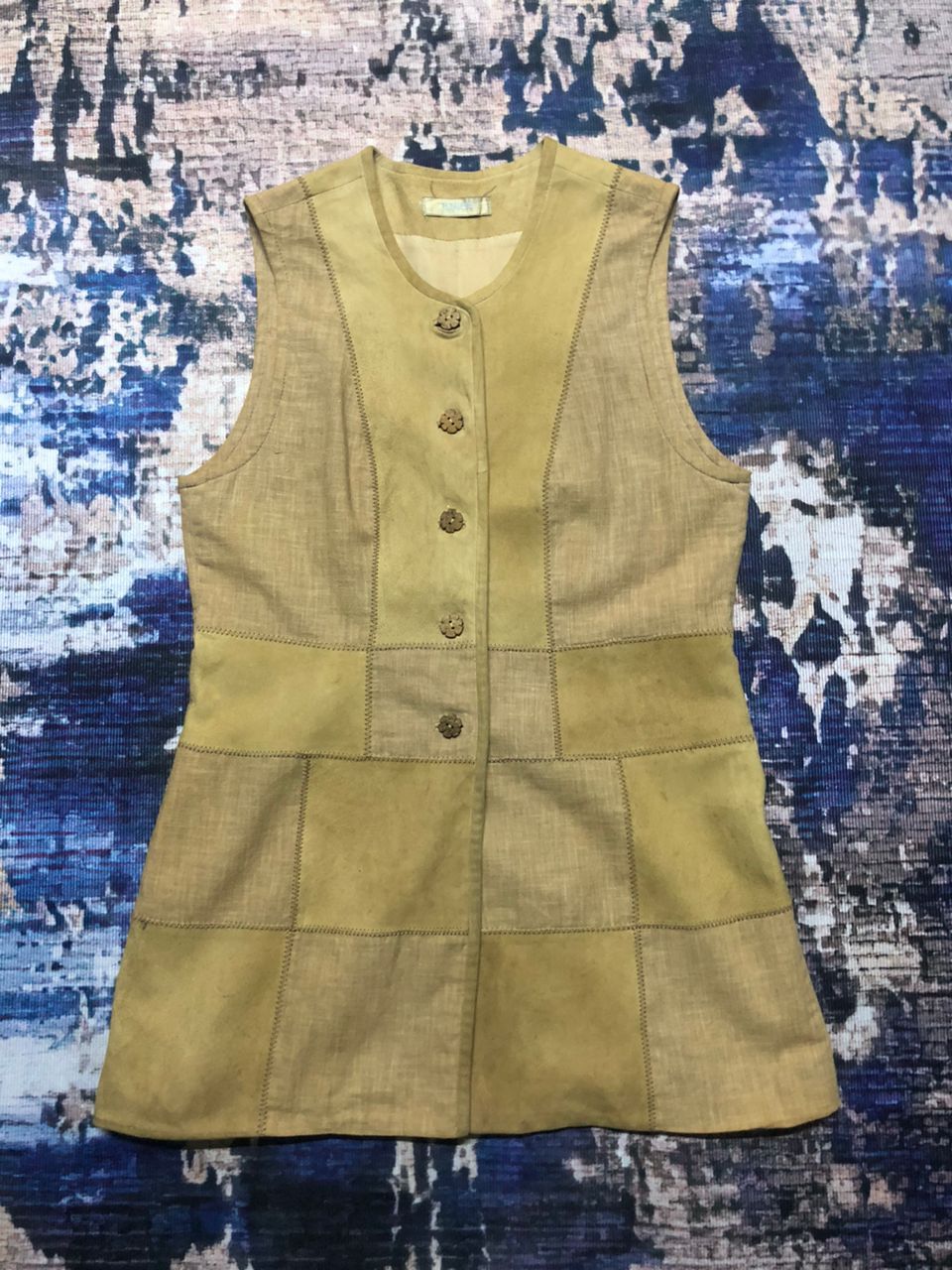 Vintage Vintage W.Knife Leather Patchwork Sleeveless Mini Dress Size XS / US 0-2 / IT 36-38 - 1 Thumbnail