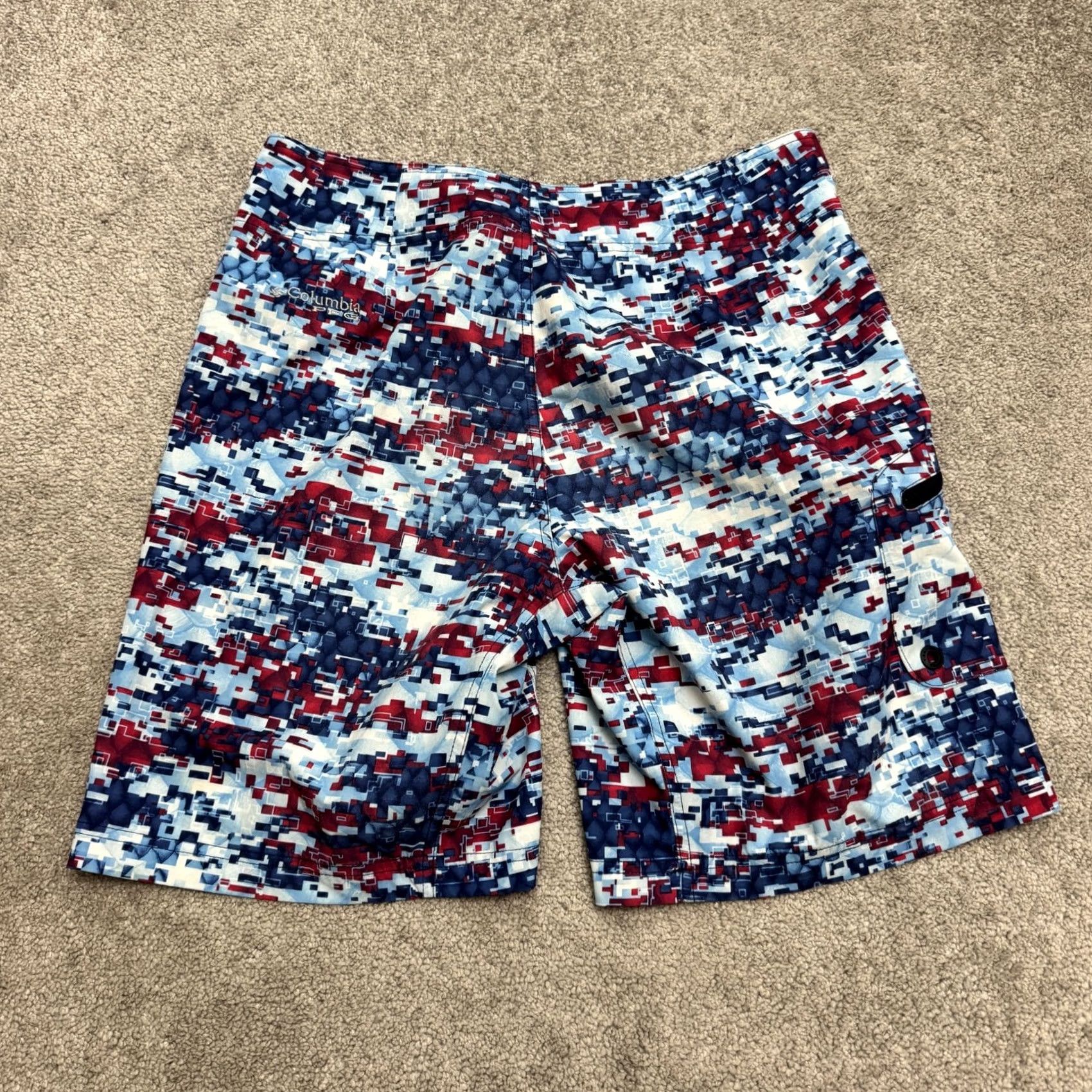 Vintage Columbia PFG Offshore II Omni Shield Swim Trunks Board Shorts Men 32 Multi Geometric Pattern Size US 32 / EU 48 - 2 Thumbnail