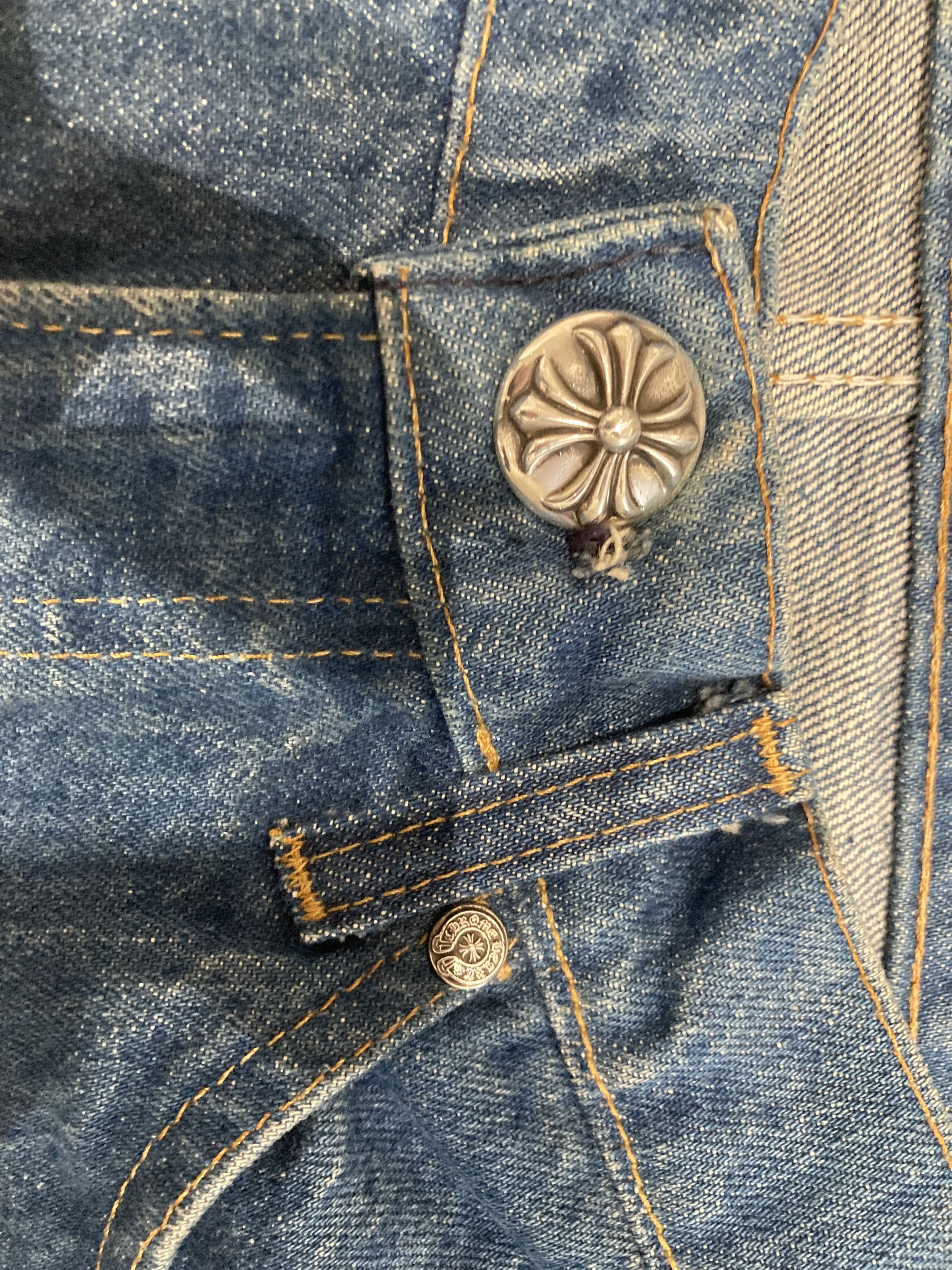 Chrome Hearts Chrome Hearts Levi's 517 Blue Cross Leather Patch Jeans Size 29" - 4 Thumbnail