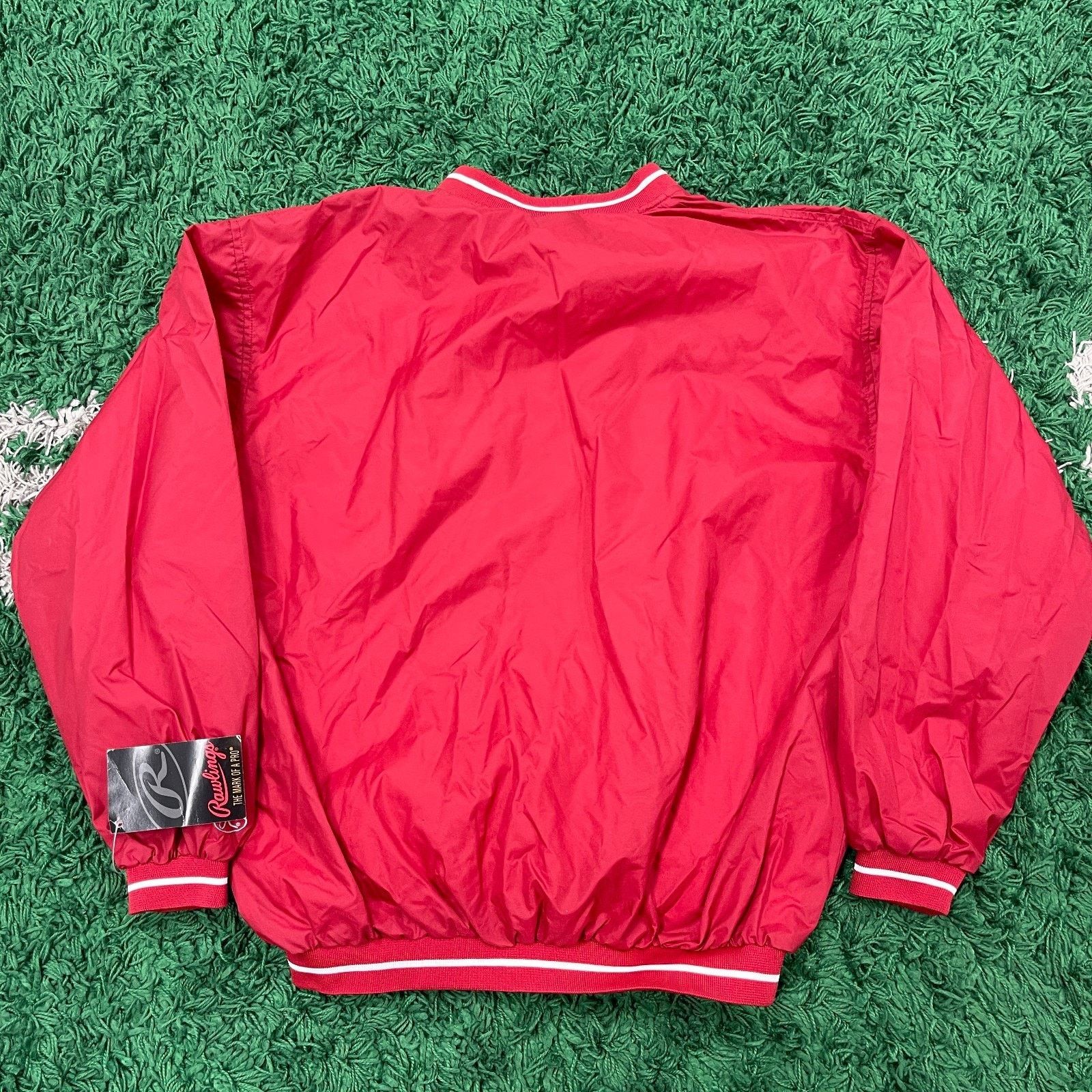 Vintage Vintage New Rawlings Pullover Warm Up Jacket Red Medium Size US M / EU 48-50 / 2 - 7 Thumbnail