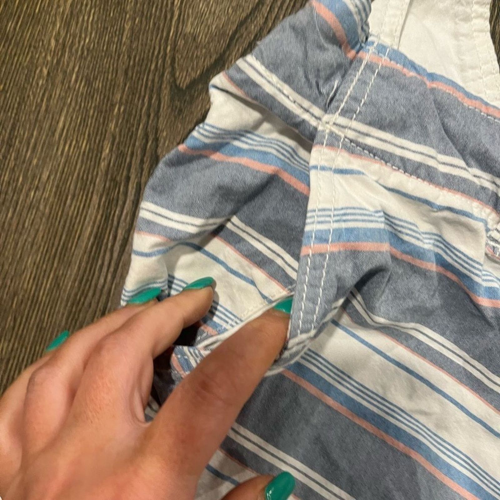 American Eagle Outfitters American Eagle Chino Short Classic Fit Striped Blue Size 32 Size US 32 / EU 48 - 3 Thumbnail