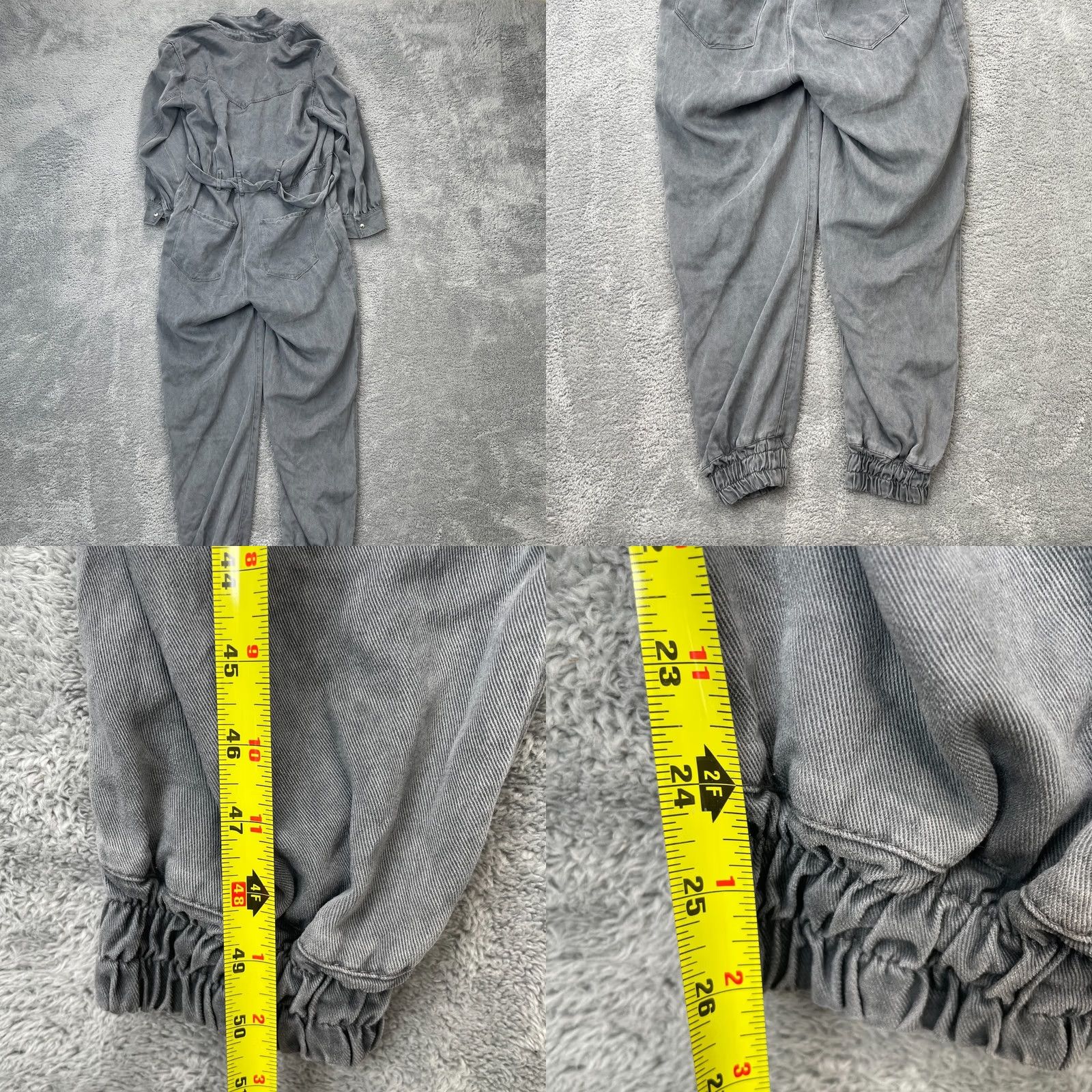 Zara Zara Jumpsuit Womens Small Gray Denim Belted Snap Tapered Romper One-Piece Casual Bohemian Size 28" / US 6 / IT 42 - 8 Thumbnail