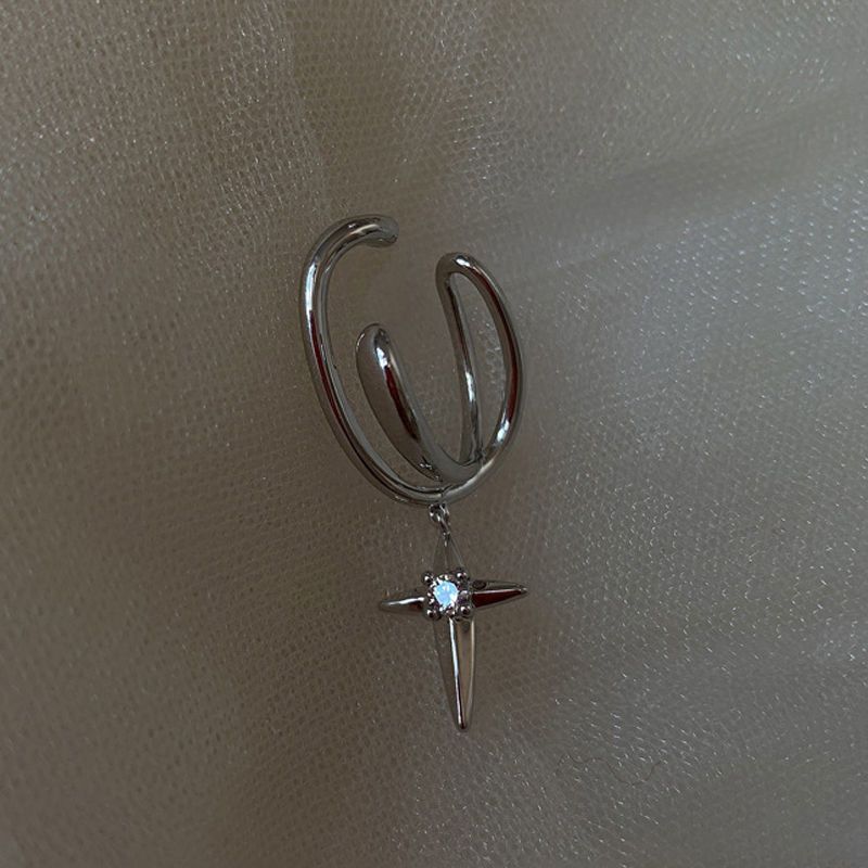 Jewelry × Sterling Silver Cross Matchless Earrings One Pairs Chrome Jewelry Size ONE SIZE - 4 Thumbnail