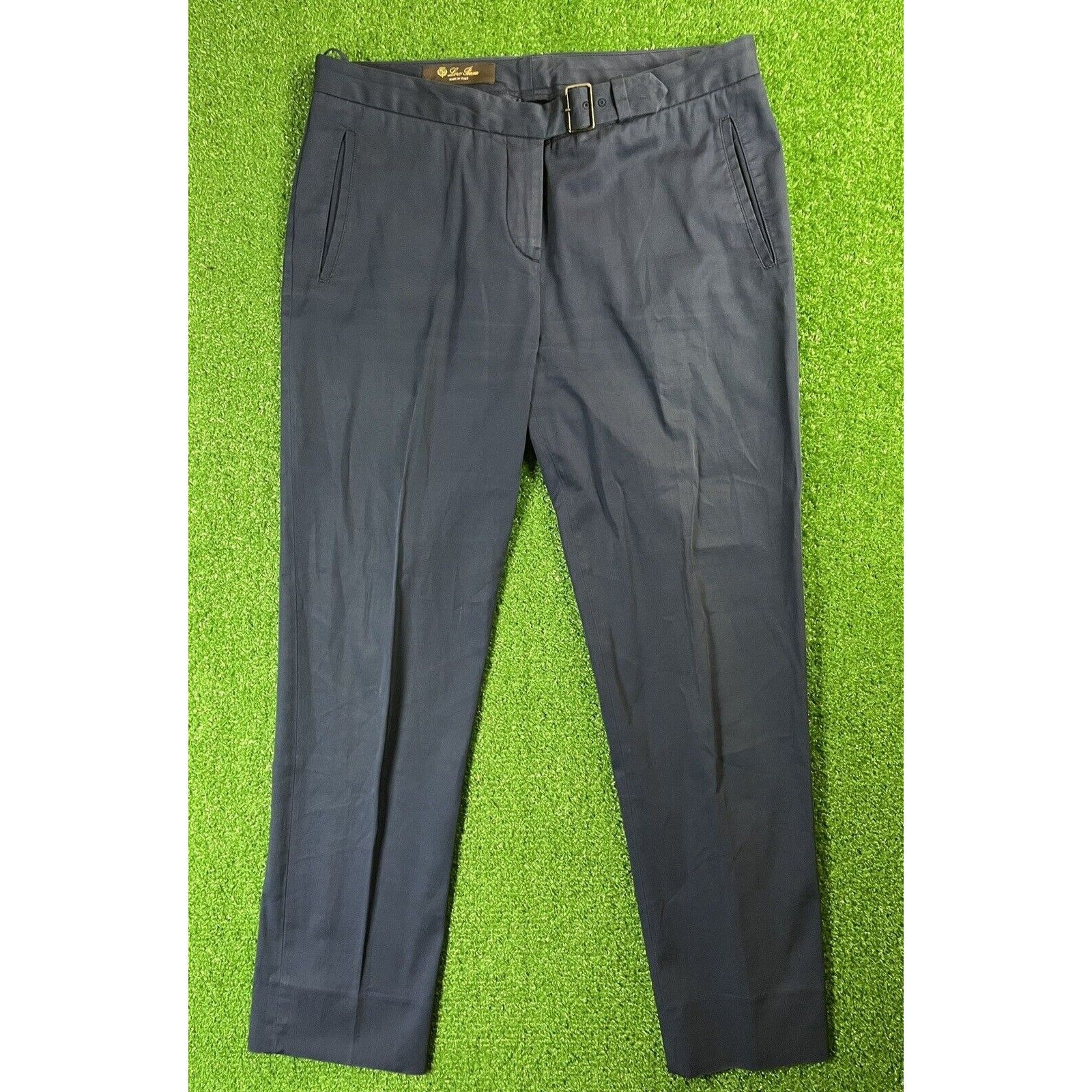 Loro Piana Loro Piana Belted Dark Blue 30 Pants Slacks Trousers Italy Size 30" / US 8 / IT 44 - 1 Thumbnail