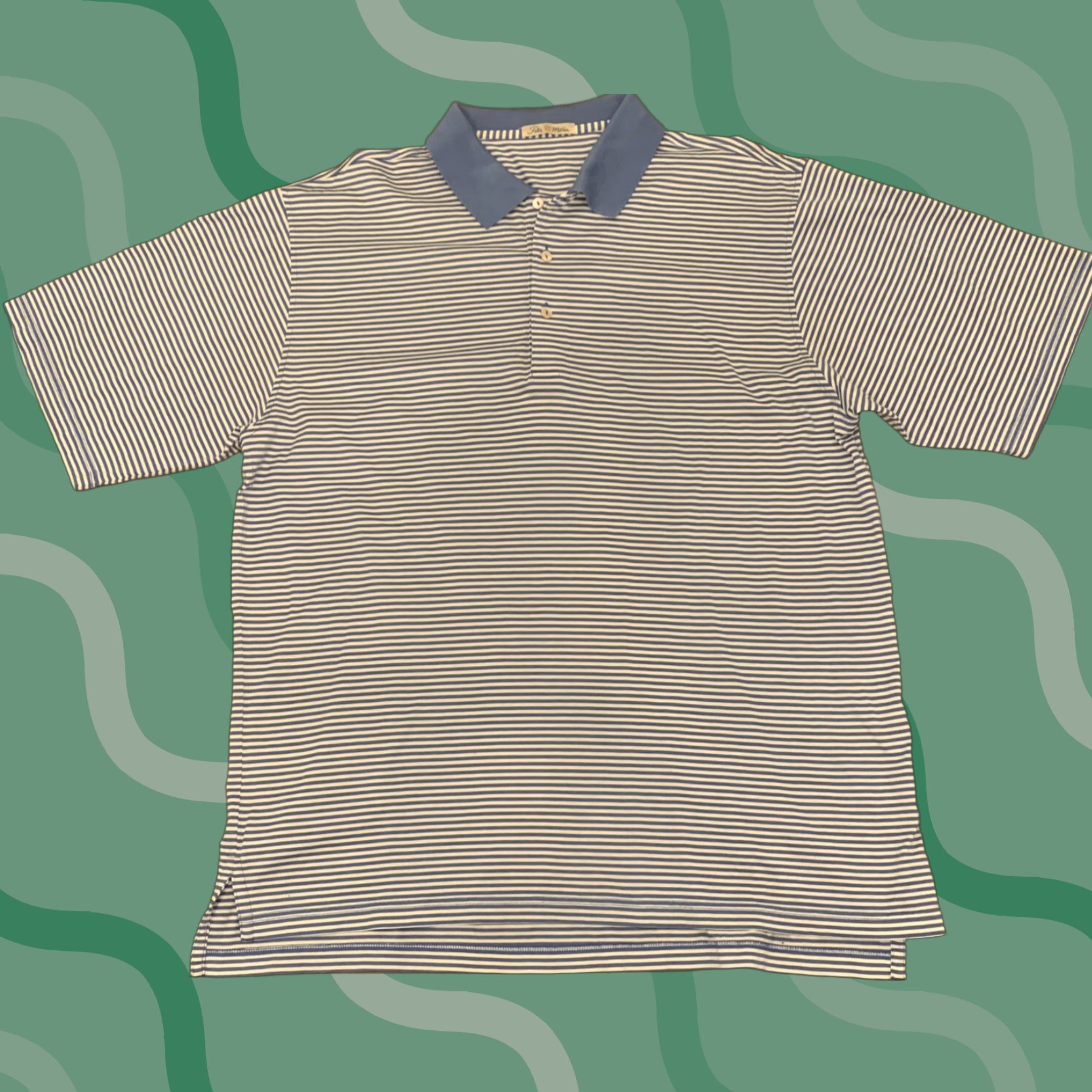 Peter Millar Peter Millar Polo Shirt Mens XL Blue White Striped Short Sleeve Collared Button-Down Performance Golf Moisture Wicking Breathable Easy Care Size US XL / EU 56 / 4 - 1 Thumbnail