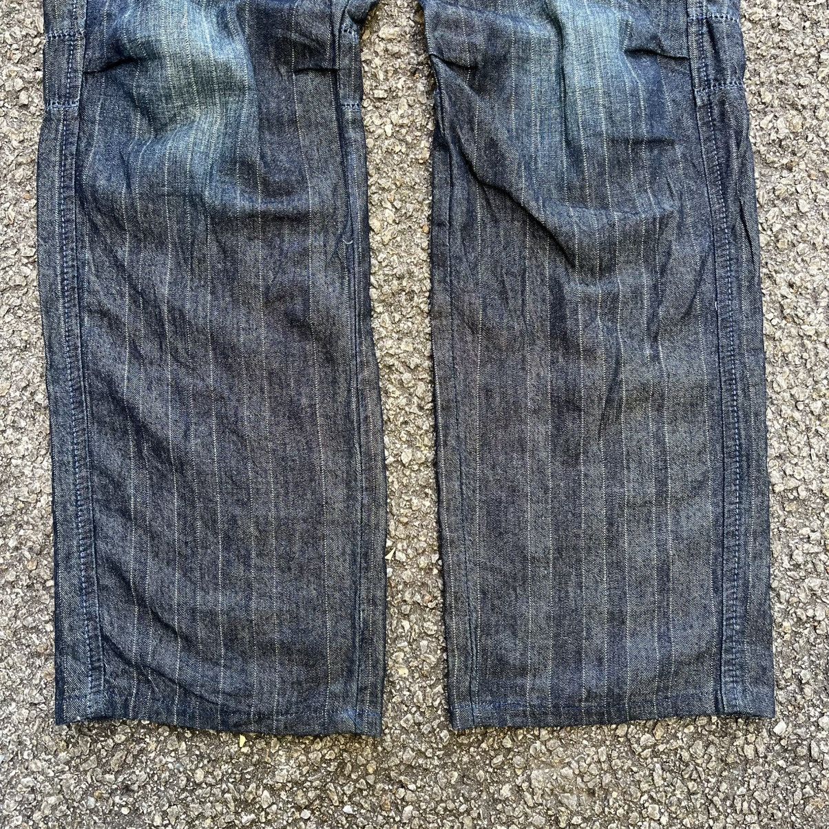 Marithe + Francois Girbaud Crazy Vintage Y2K MFG Striped Jeans Blue Denim Size US 33 - 2 Thumbnail