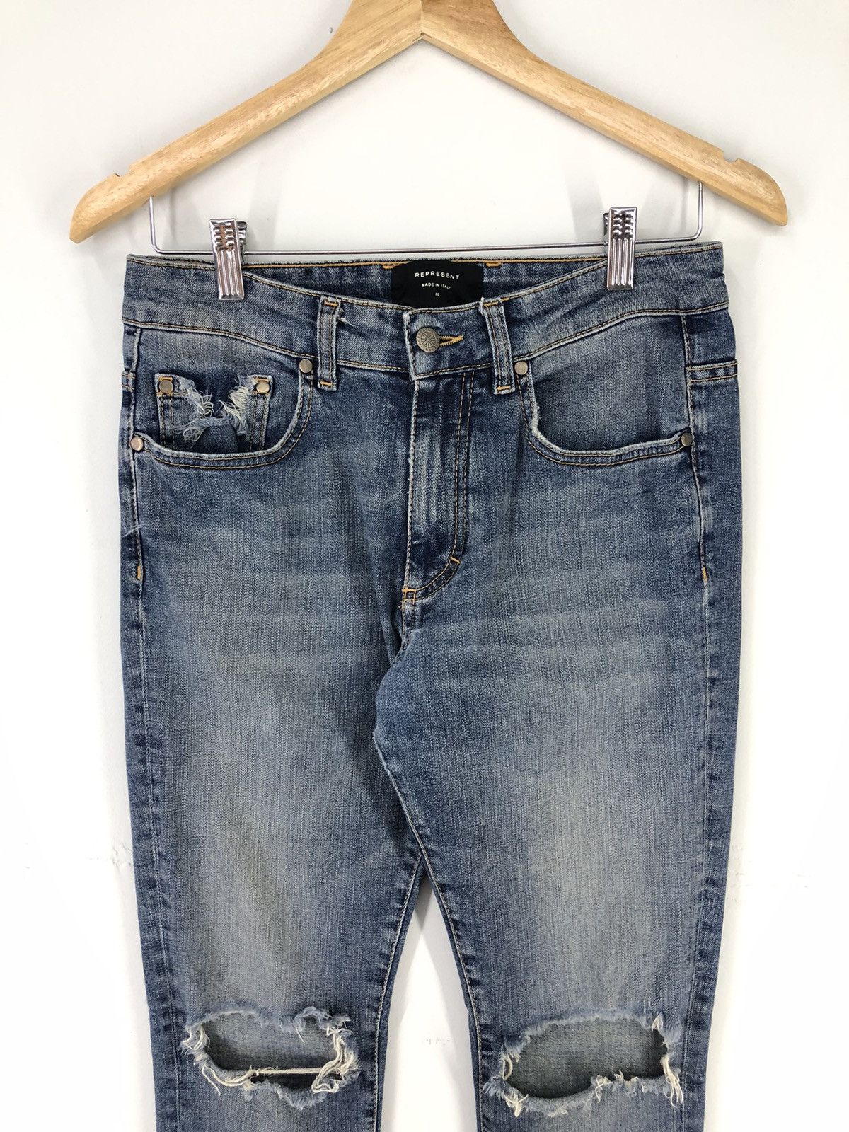 Represent Clo. Represent Destroyer Denim Rockstar Blue Skinny Jeans Size US 28 / EU 44 - 3 Thumbnail