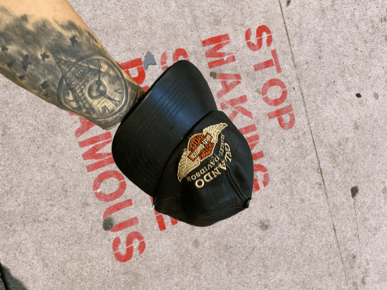 Harley Davidson Harley Davidson LEATHER Motorcycles Adjustable Cap Size ONE SIZE - 1 Thumbnail