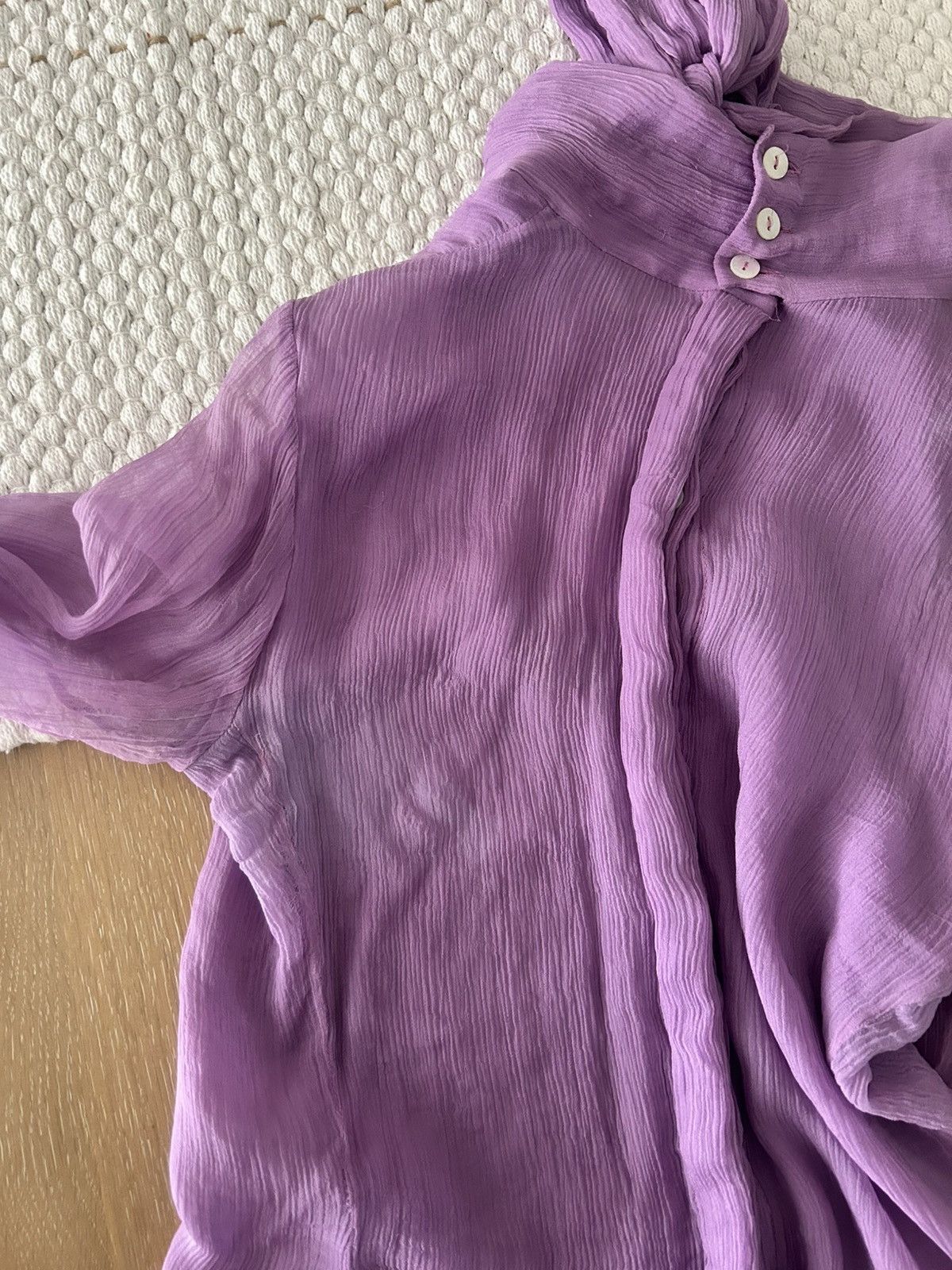 Dolce & Gabbana Dolce & Gabbana Purple Silk Tie-Up Detail Blouse Size XS / US 0-2 / IT 36-38 - 9 Thumbnail