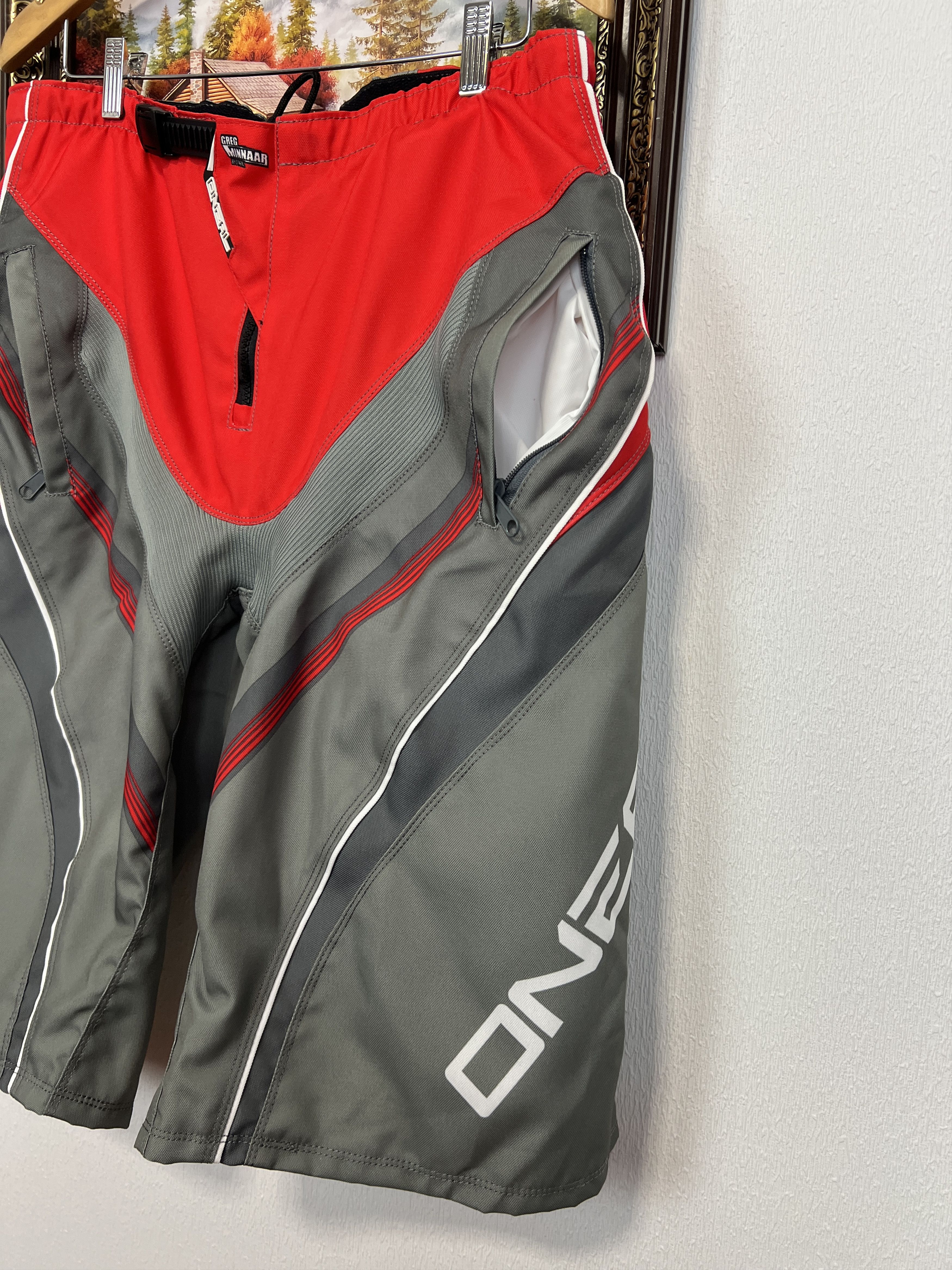 O'Neill Element FR Red Grey Shorts Racing Tech Ride Motobike Hype Size US 38 / EU 54 - 2 Thumbnail