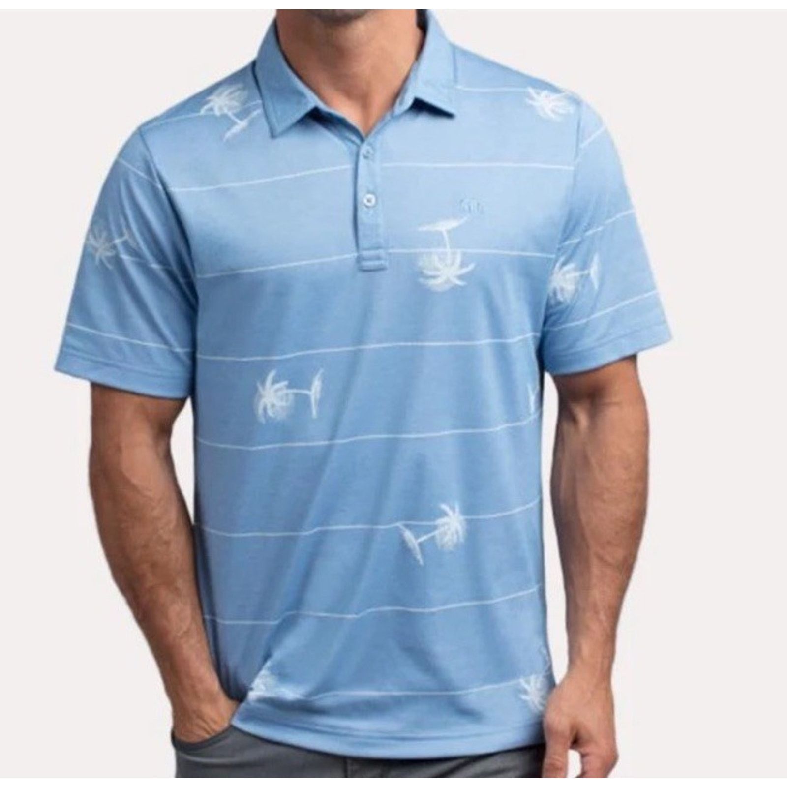 TravisMathew Travis Mathew Baumen Around Polo Palm Tree Blue Size XL Size US XL / EU 56 / 4 - 1 Thumbnail
