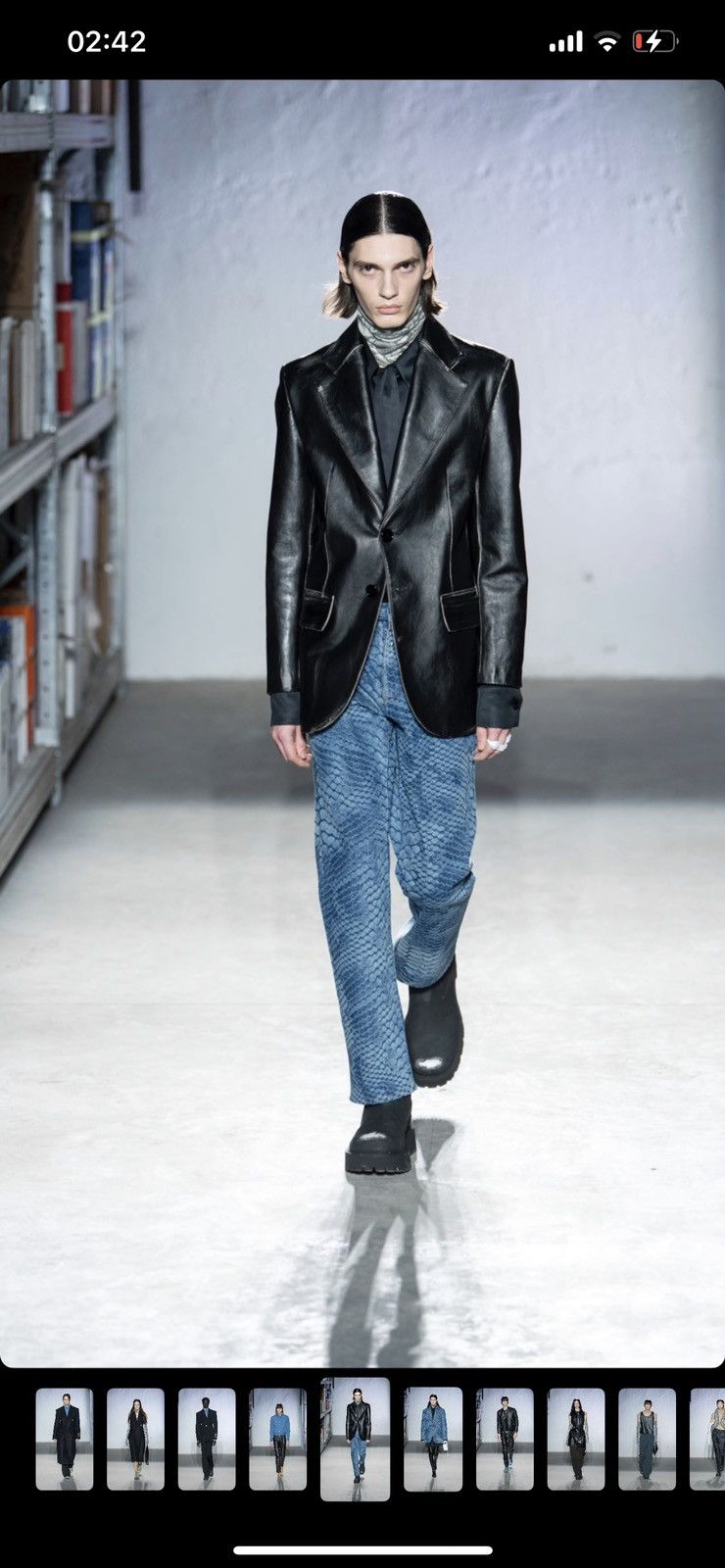 image of Art x Avant Garde ds! Ss22 Maison Margiela Snakeskin Blue Pattern Denim Pants, Men's (Size 34)