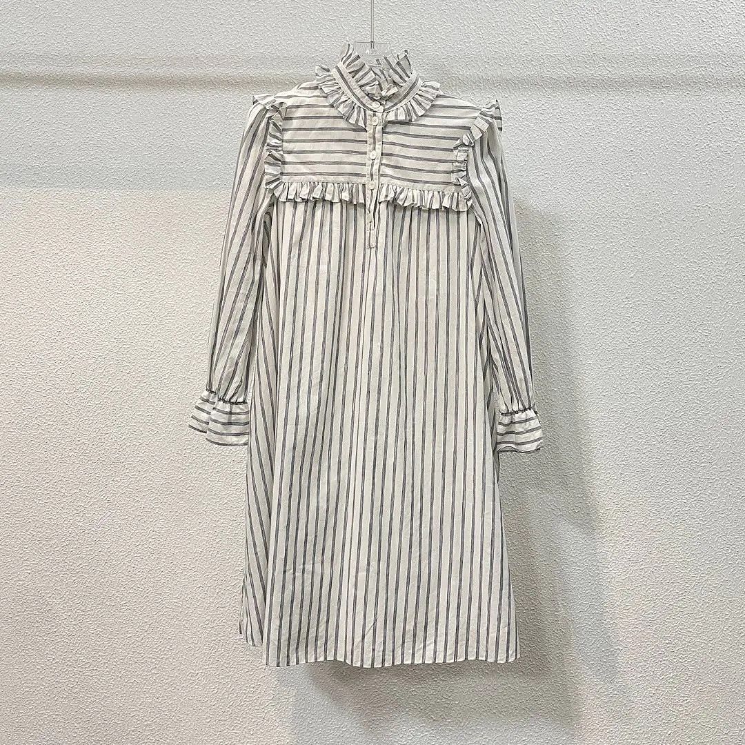 Celine CELINE Striped Ruffle Midi Dress Size 34 Size XS / US 0-2 / IT 36-38 - 1 Thumbnail