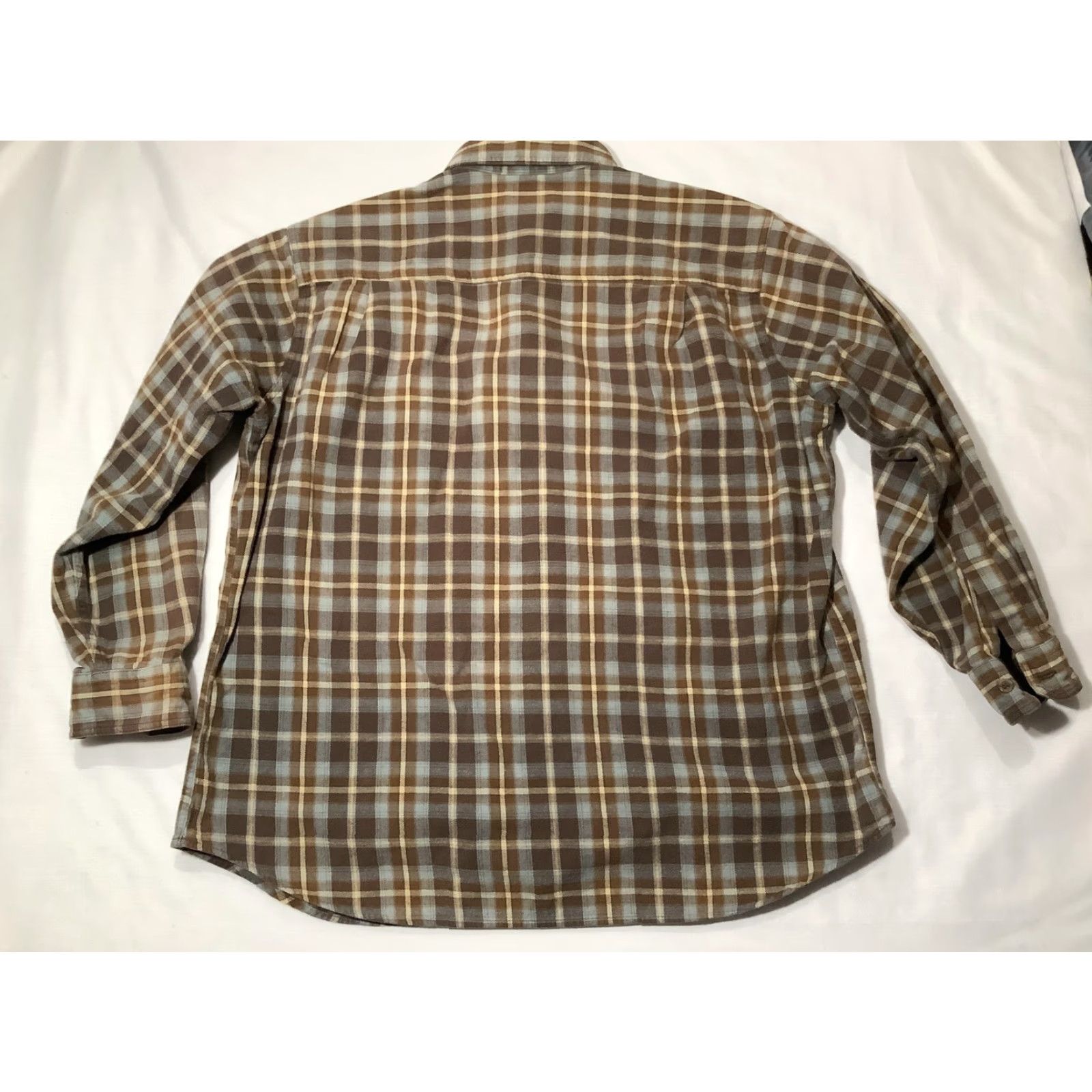 Vintage Woolrich Shirt Mens Large Brown Blue Plaid Flannel Button Down Long Sleeve Size US XL / EU 56 / 4 - 6 Thumbnail