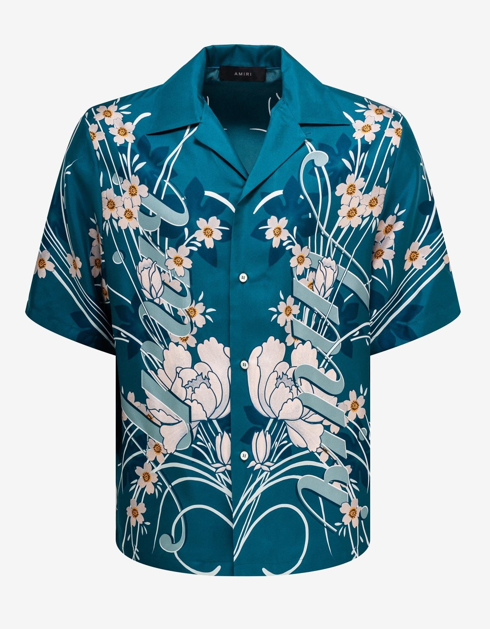 Amiri Amiri Blue Floral Bowling Shirt Size US S / EU 44-46 / 1 - 1 Thumbnail