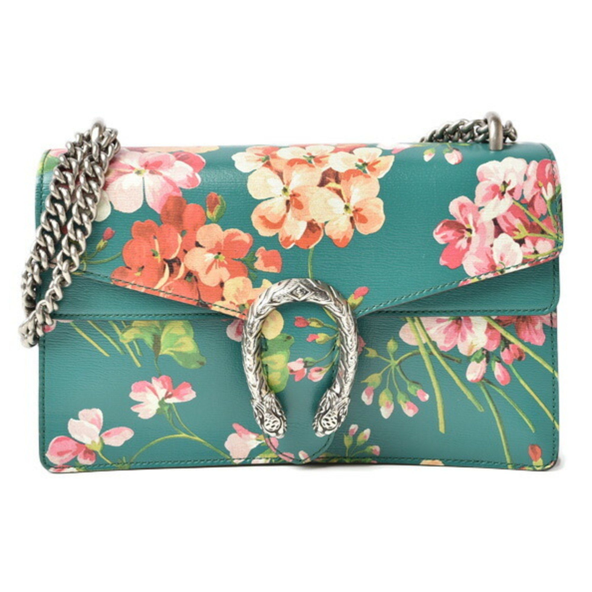 image of Gucci Shoulder Bag Gucci 2Way Dionysus Chain Blooms Flower Print Green Multi Leather 400249 Outlet,