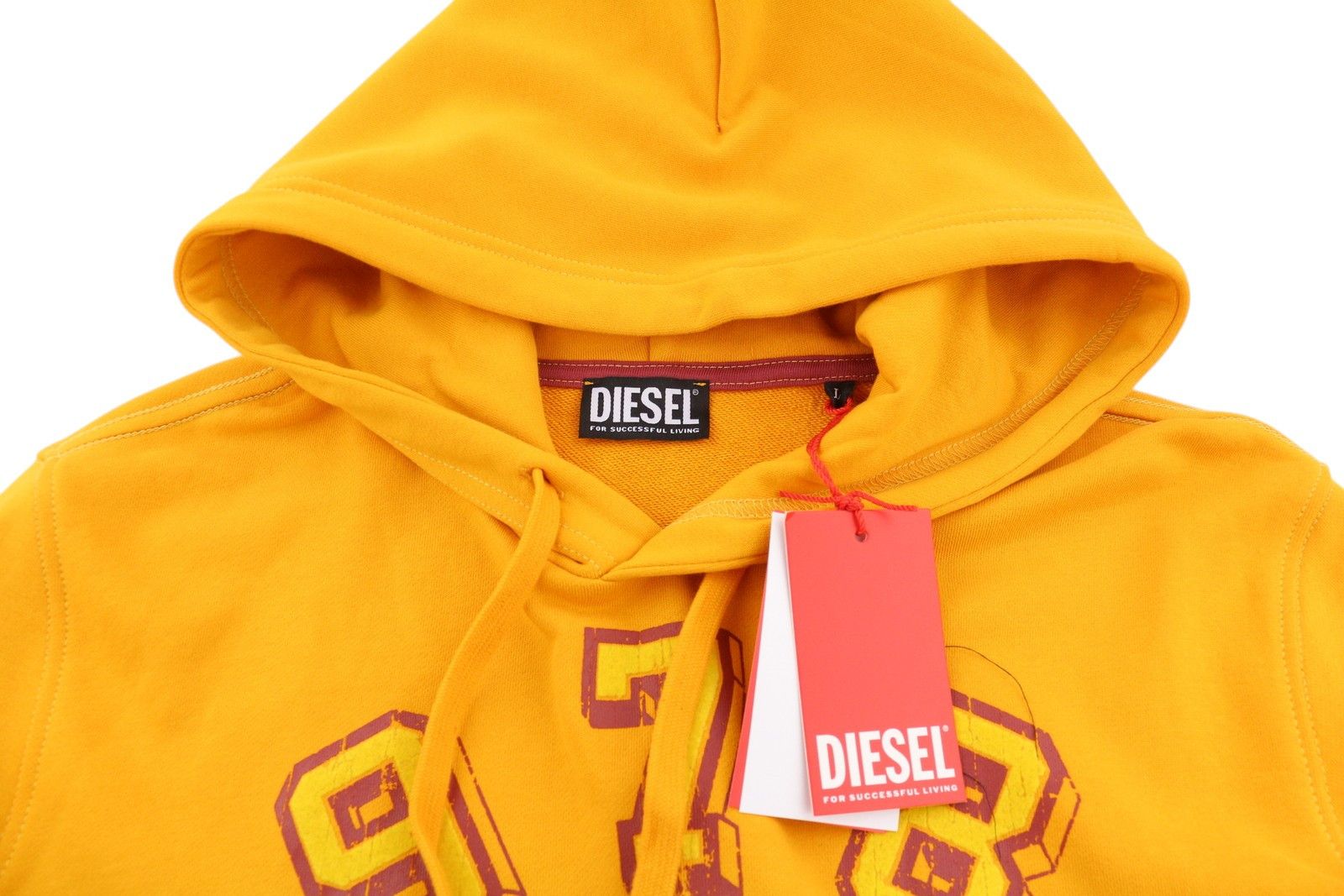 Diesel S-GINN-HOOD-E5 L Yellow Logo Hoodie 41033 Size US L / EU 52-54 / 3 - 4 Thumbnail