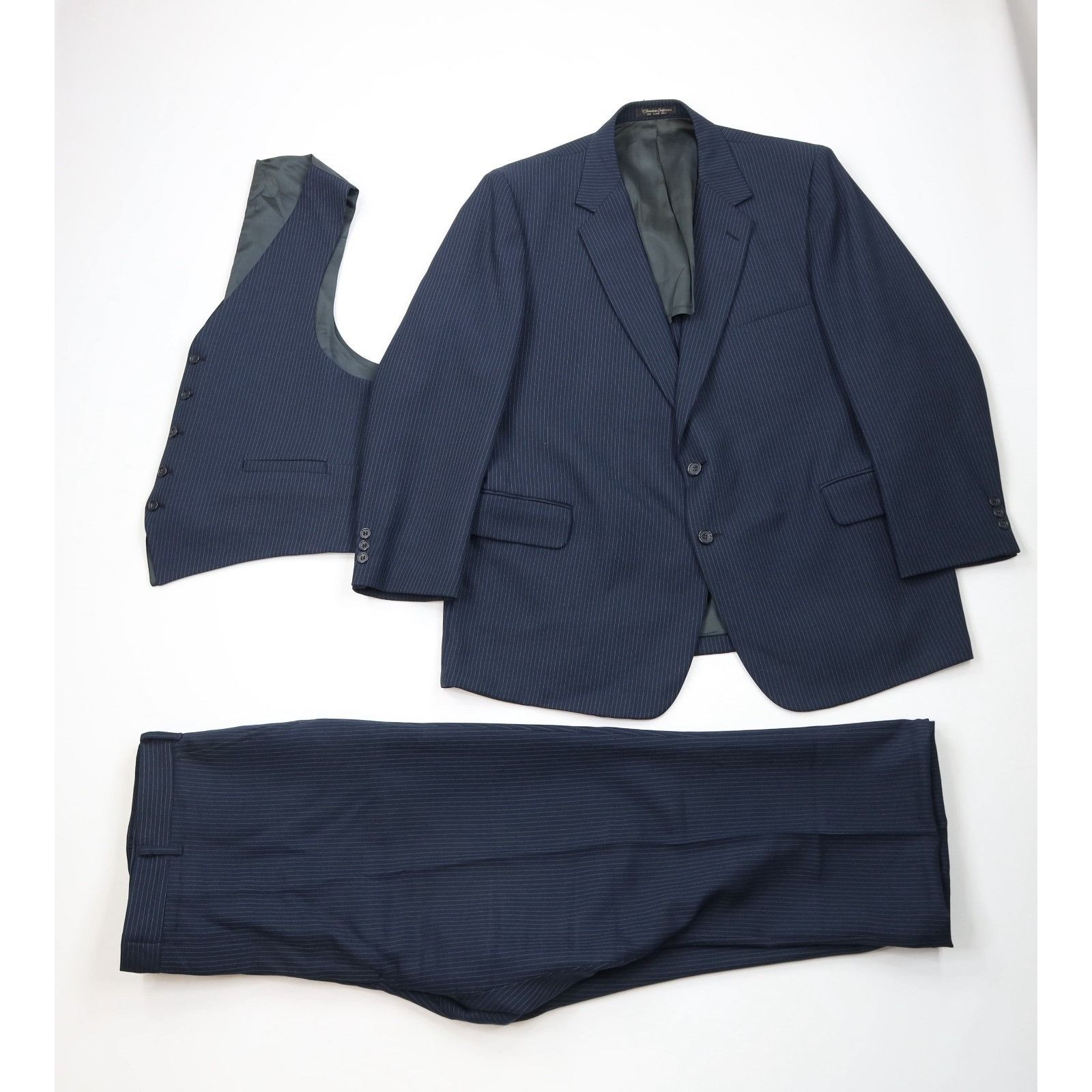 Vintage Vintage 70s Distressed Pinstriped 3 Piece Wedding Suit Size 48L - 1 Thumbnail
