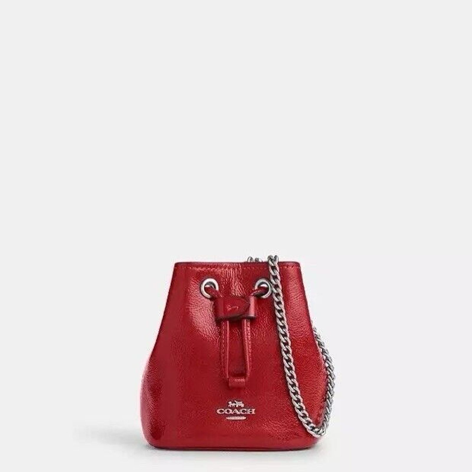 Coach NWT Coach Drawstring Wristlet Pouch Bag Patent Leather CZ028 Size ONE SIZE - 6 Thumbnail