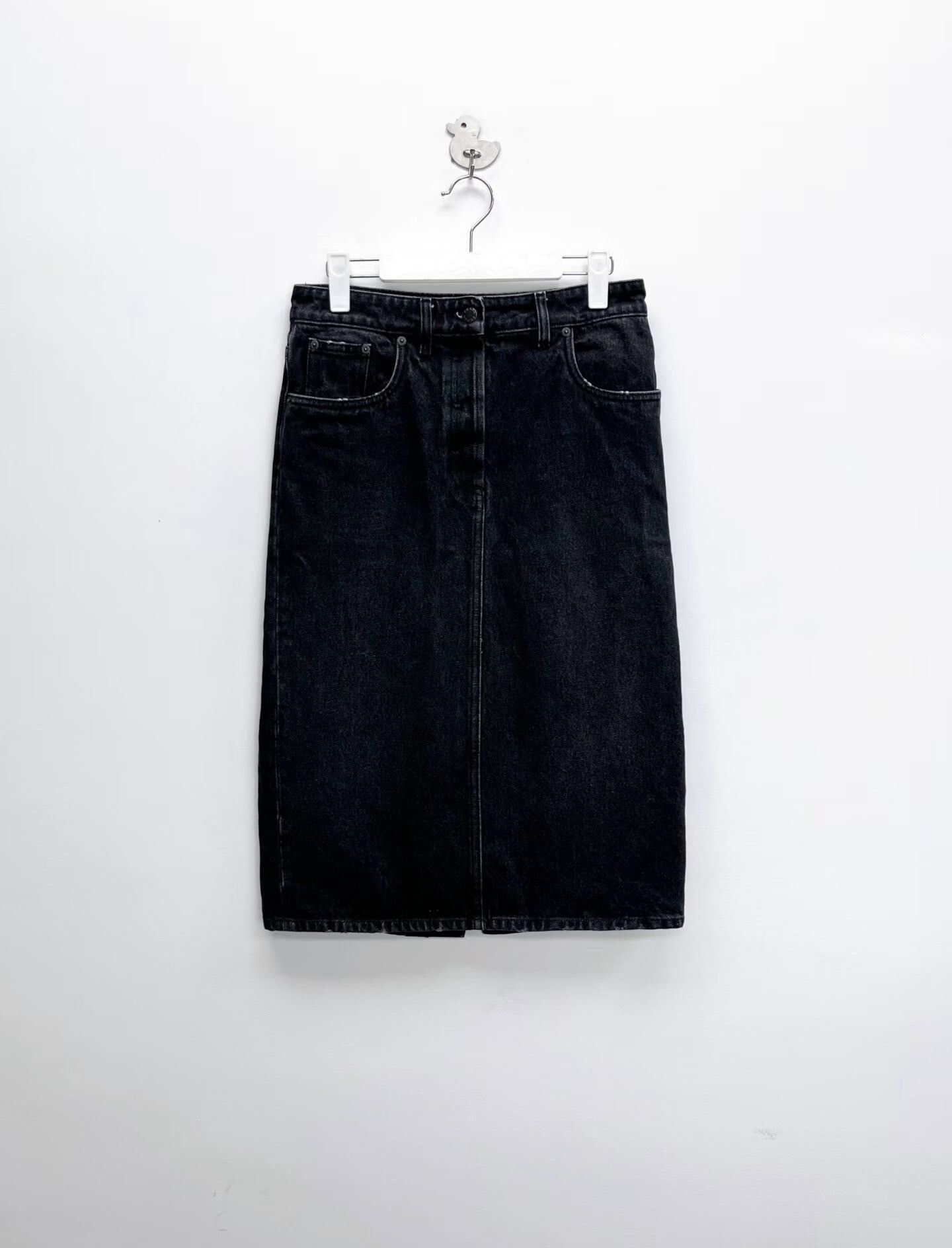 Prada Prada Washed Black Denim Skirt Size 38" / US 16 / IT 52 - 1 Thumbnail