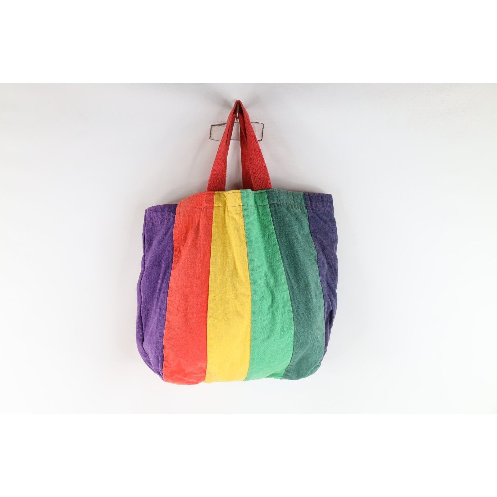 Vintage Vintage 90s Streetwear Rainbow Striped Lined Canvas Tote Bag Size ONE SIZE - 6 Thumbnail