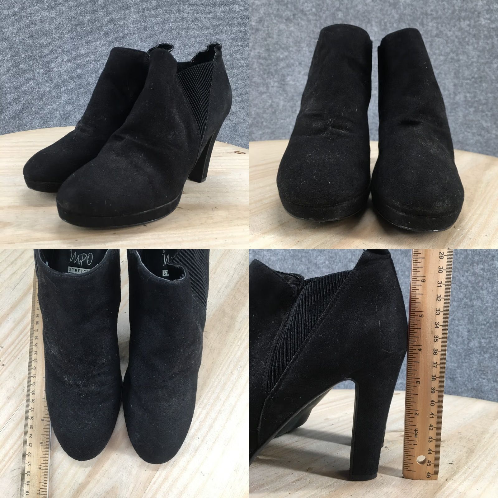 Vintage Impo Stretch Boots Womens 10 M Outride Ankle Booties Heels Black Fabric Pull On Size US 10 / IT 40 - 8 Thumbnail