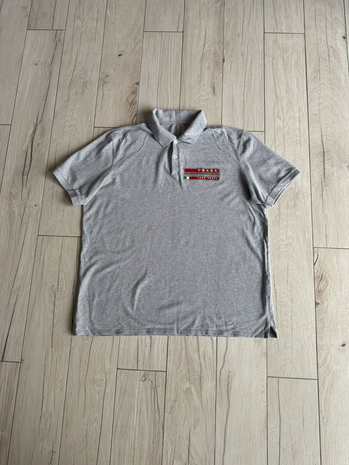 トップス 03ss Prada luna rossa gray Polo shirts Prada × Vintage Prada Luna Rossa Mens Polo Shirt | Grailed