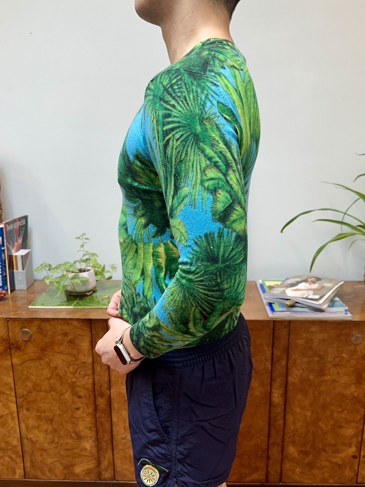 H&M × Versace FW11 Palm Print Cashmere & Merino Wool Sweater Size US XS / EU 42 / 0 - 3 Thumbnail
