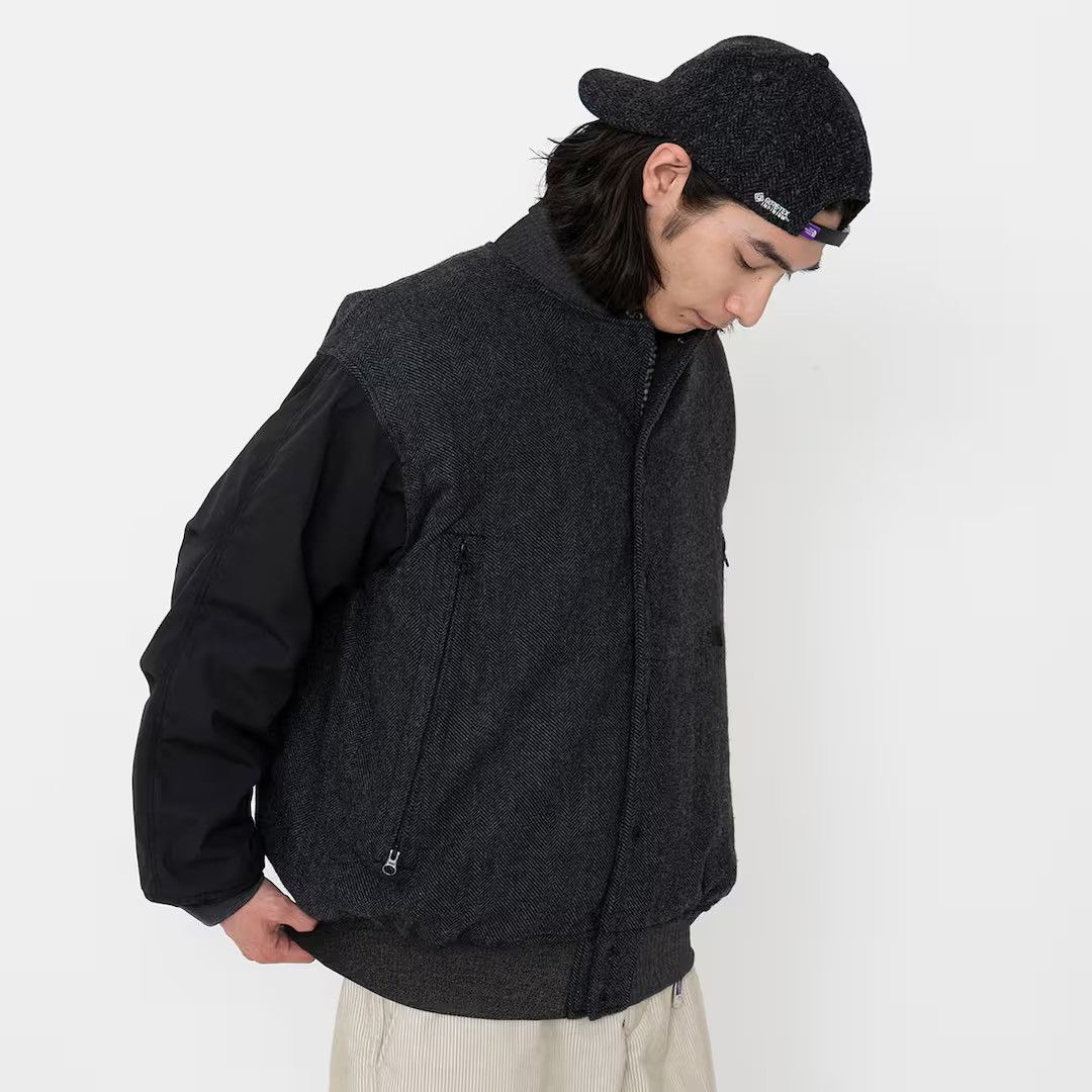 Nanamica × The North Face Purple Label Herringbone Tweed Varsity Jacket Beige Size US XL / EU 56 / 4 - 3 Thumbnail