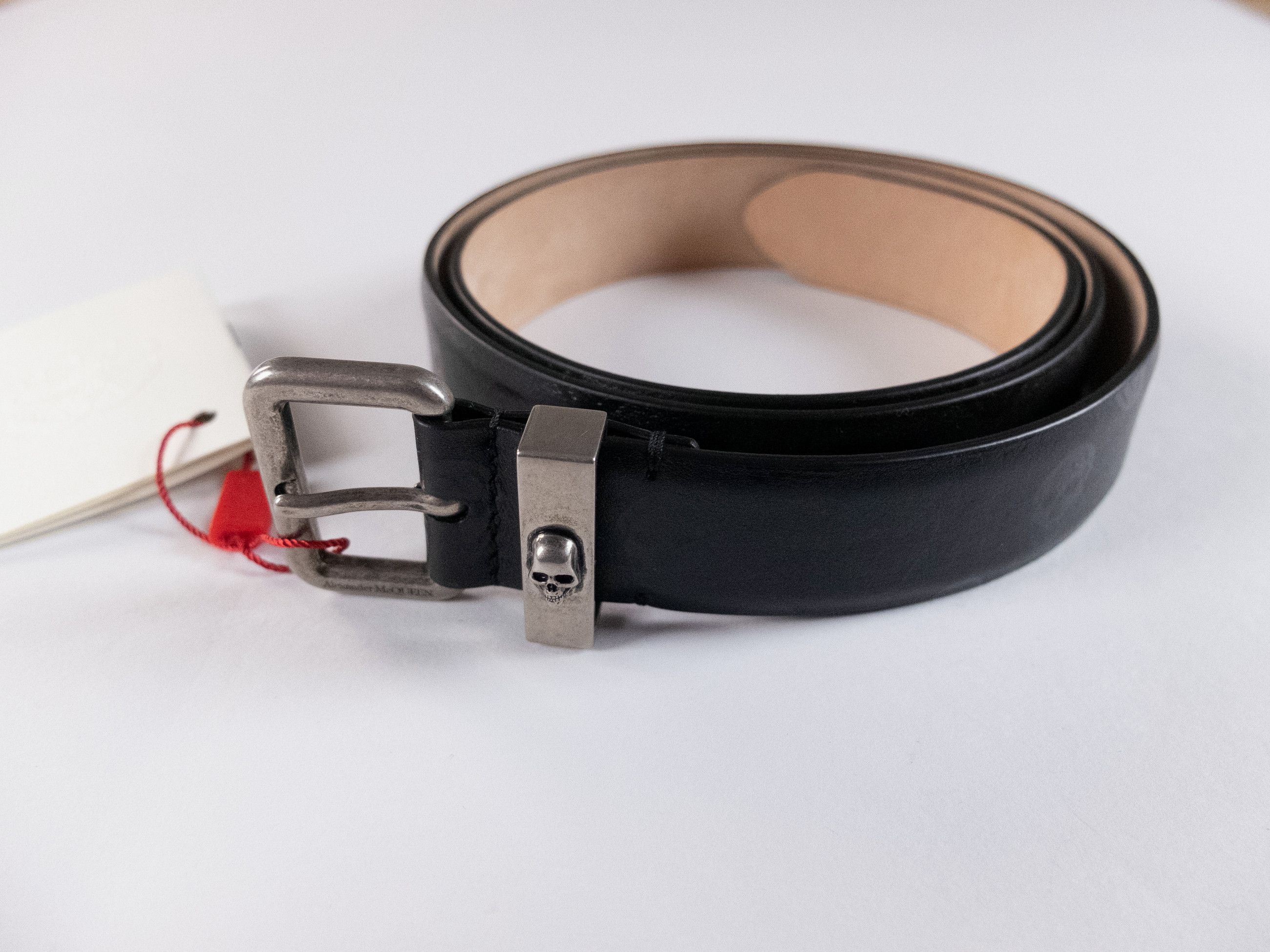 Alexander McQueen ALEXANDER MCQUEEN black Biker Skull embossed leather belt 90 Size 34 - 2 Thumbnail