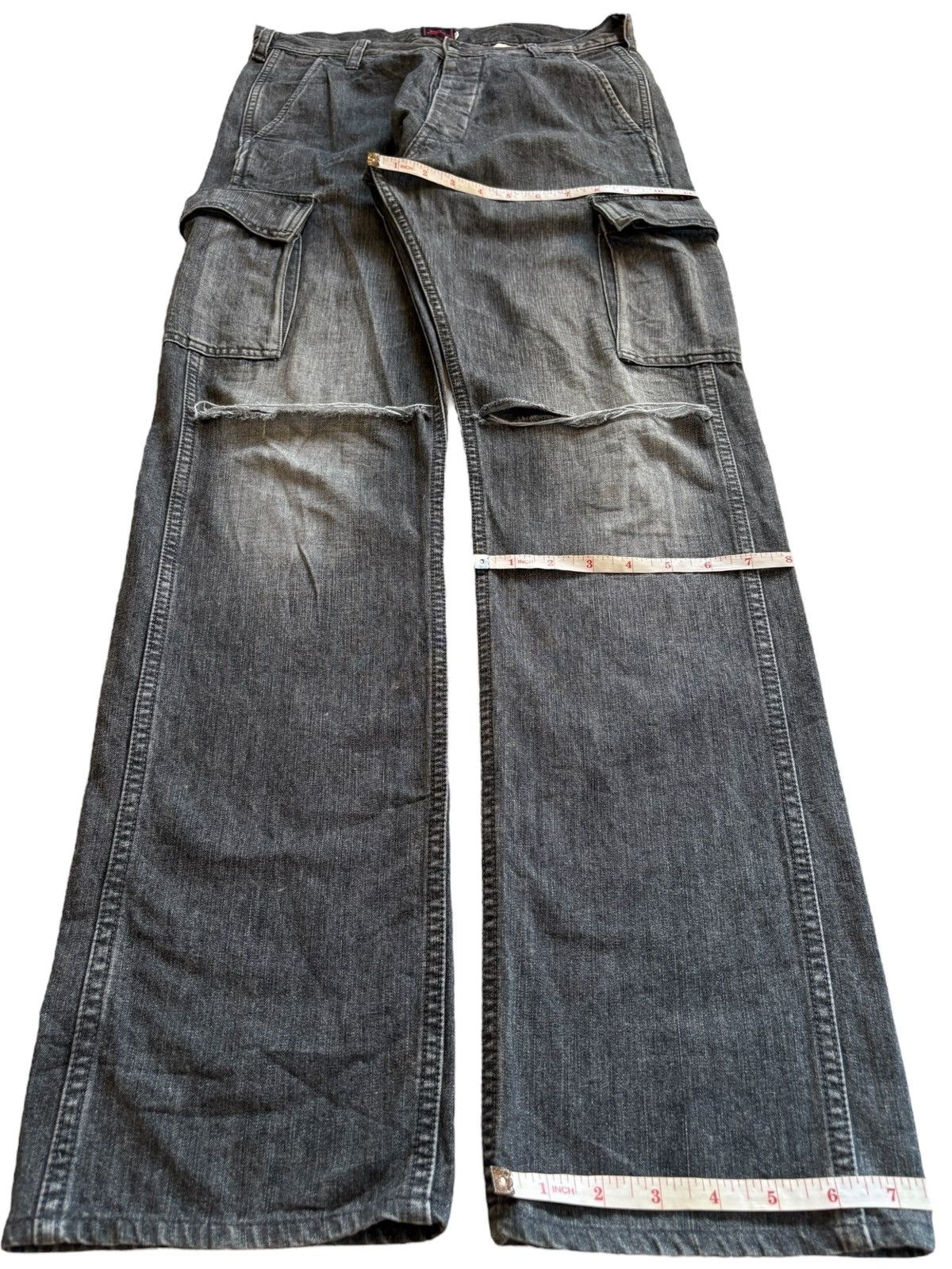 Full Count & Co. Vintage Full Count Button Fly Cargo Distress Rip Loose Jean Size US 30 / EU 46 - 13 Thumbnail