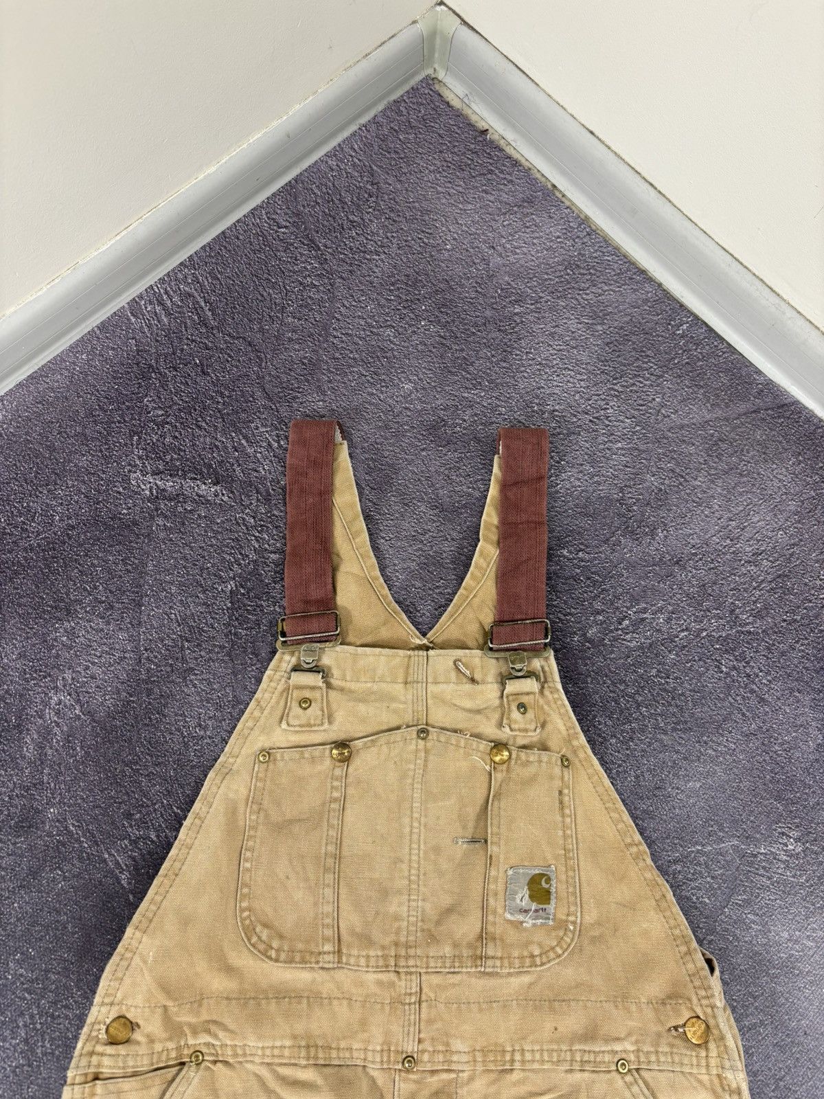 Carhartt Vintage 90s Carhartt Double Knee USA Faded Dungaree Overall Size US 34 / EU 50 - 10 Thumbnail