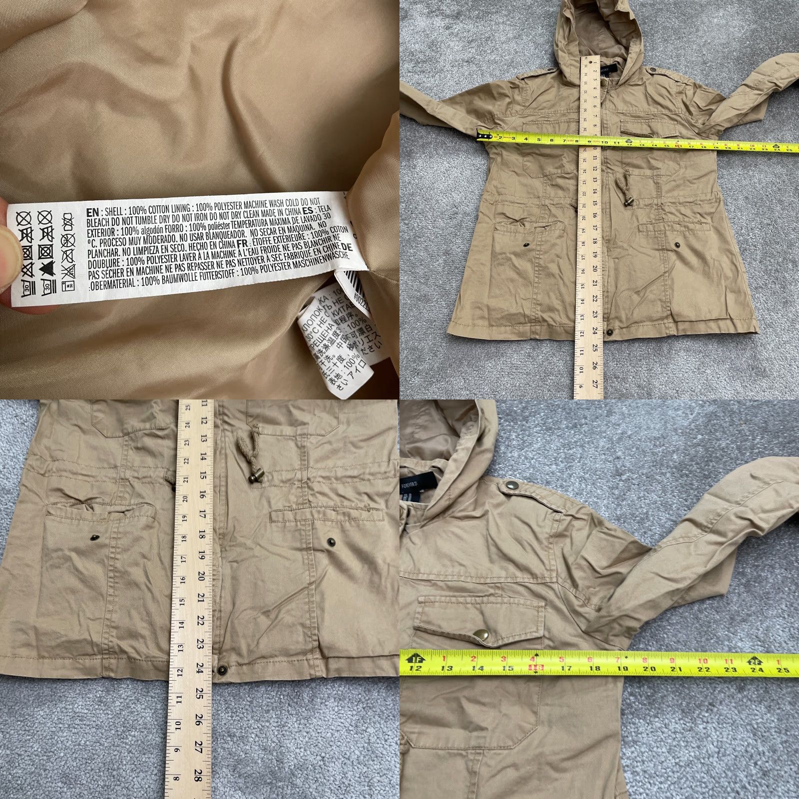 Forever 21 FOREVER 21 Cargo Hoodie Jacket Women M Brown Cotton Full Zip Outdoor Casual Size M / US 6-8 / IT 42-44 - 8 Thumbnail