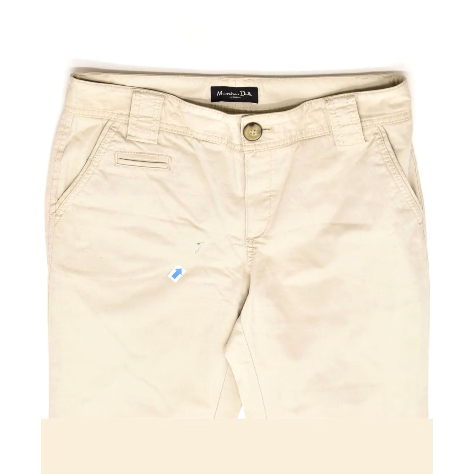 Massimo Dutti MASSIMO DUTTI Womens Chino Trousers Beige Cotton Slim Fit W28 Medium Size 28" / US 6 / IT 42 - 4 Thumbnail