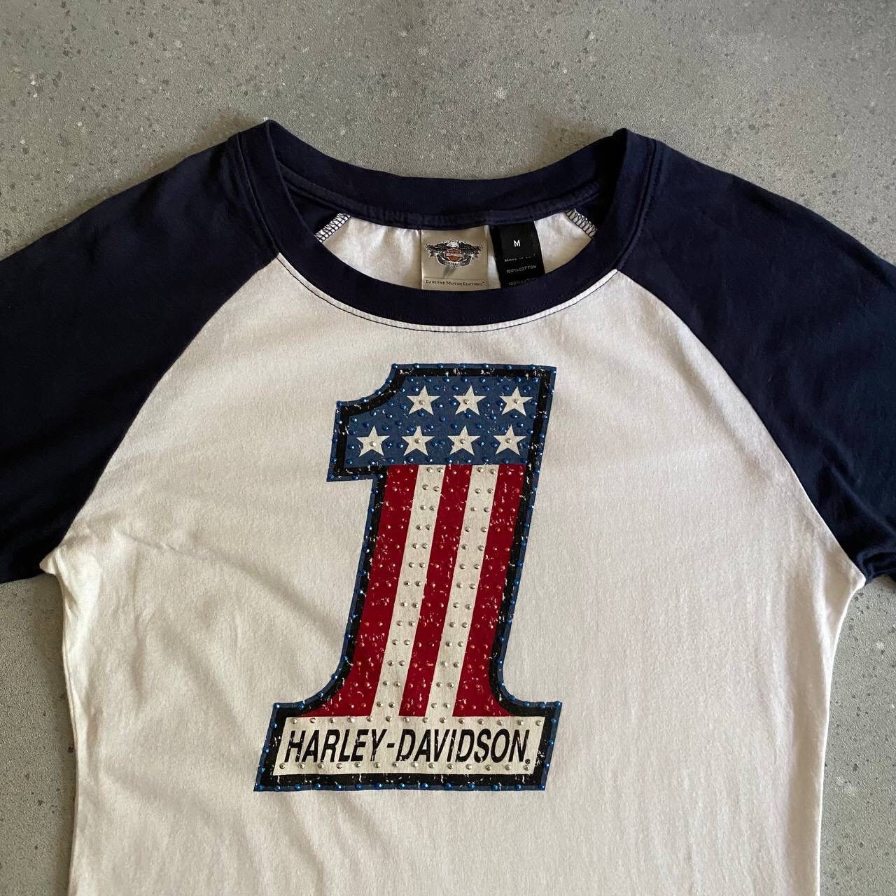 Harley Davidson × Vintage Y2K Harley Davidson Rhinestones Logo Vintage Top Size M / US 6-8 / IT 42-44 - 4 Thumbnail