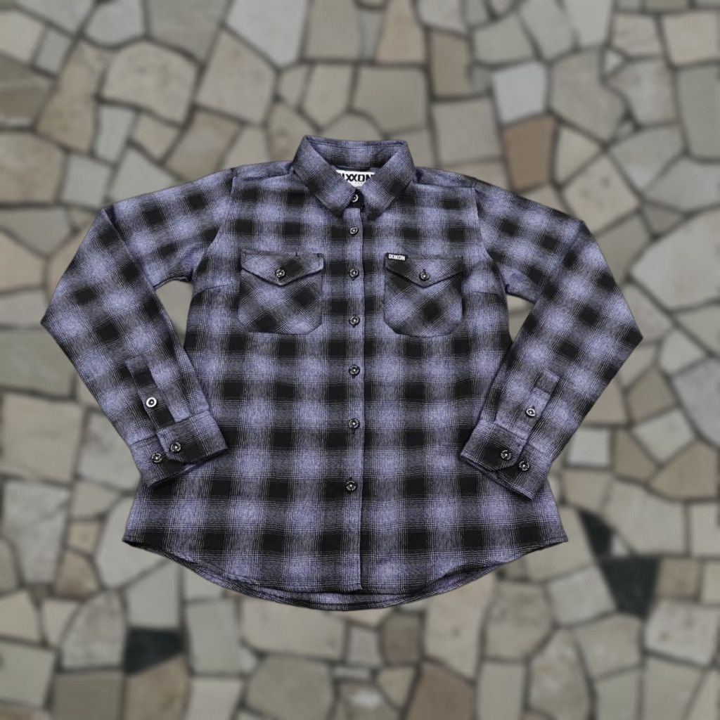 Vintage Dixxon Flannel Shirt Women Medium Blue Black Plaid Button-Up Dago Dane Engraving Pocketed Size M / US 6-8 / IT 42-44 - 1 Thumbnail
