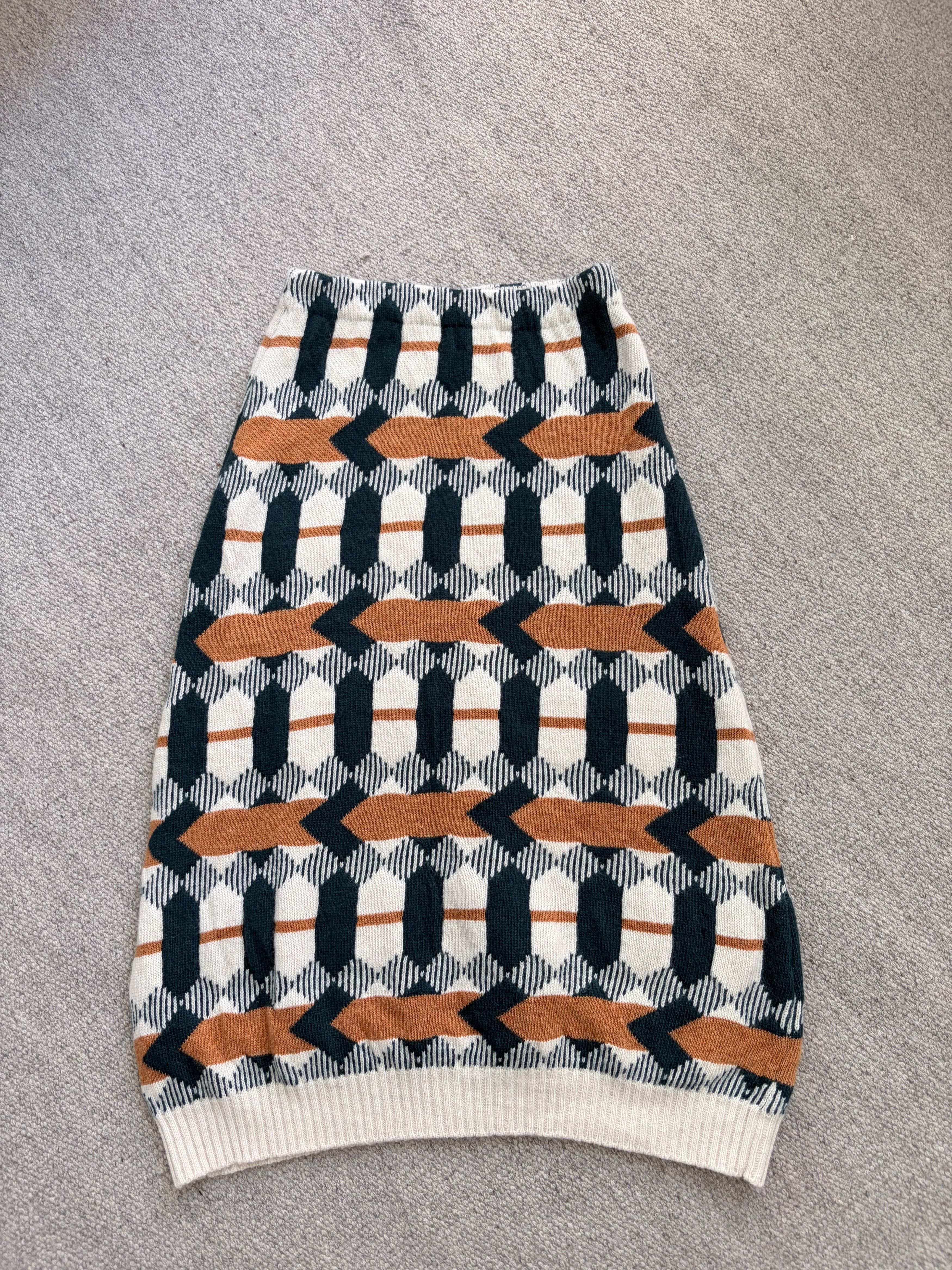 Prada Prada Milano Knit Skirt / IT 38 / Cream Teal Orange Size 28" / US 6 / IT 42 - 1 Thumbnail