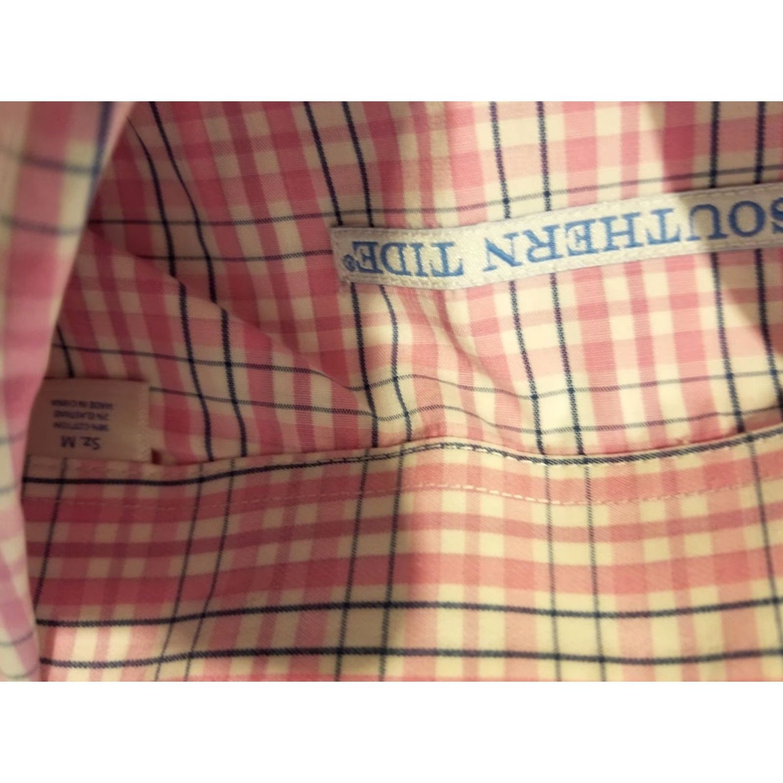 Southern Tide Southern Tide Mens Dress Shirt Button-Up Plaid Cotton M Purple Pink Button-Down Collared Casual Classic Pocketed Size 40R - 3 Thumbnail