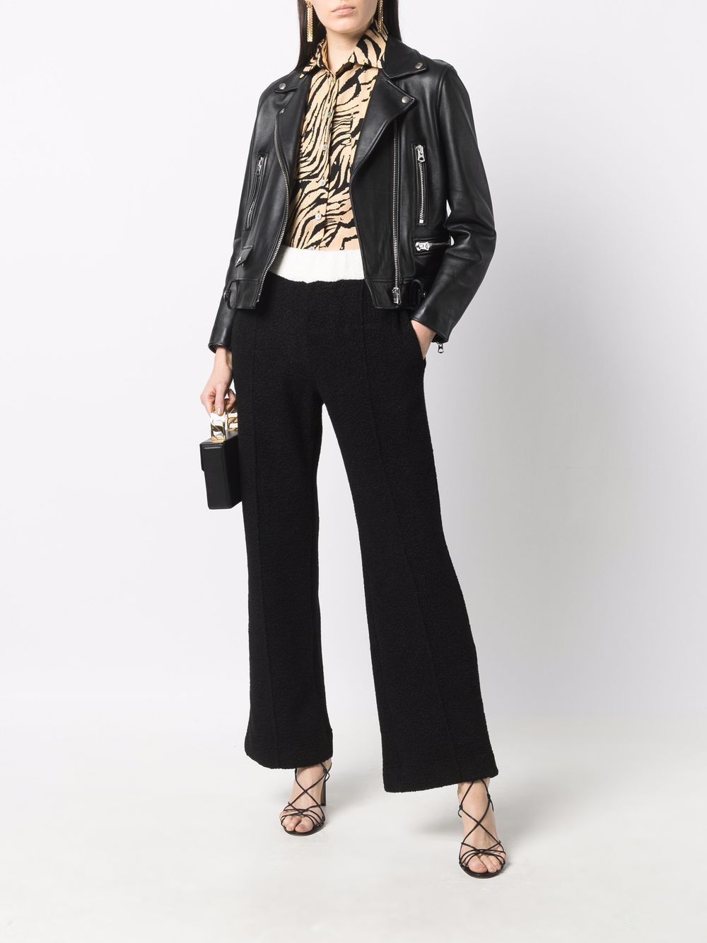 image of Casablanca Two-Tone Pleated Wide-Leg Terry Sweatpants in Black, Women's (Size 32)