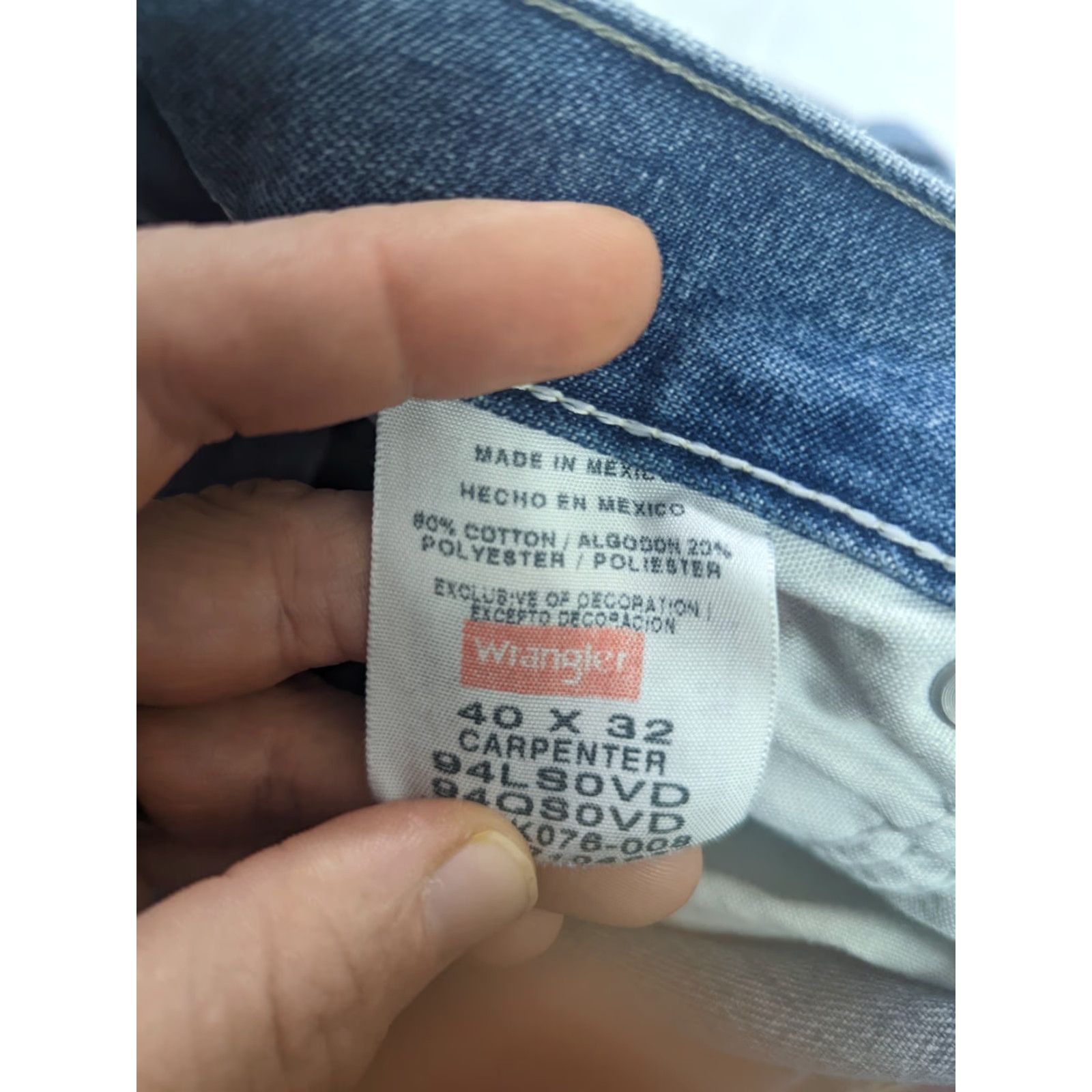 Wrangler Wrangler Jeans Carpenter Denim Blue 40x32 Straight M5J Men Regular waistband pockets Size US 40 / EU 56 - 3 Thumbnail